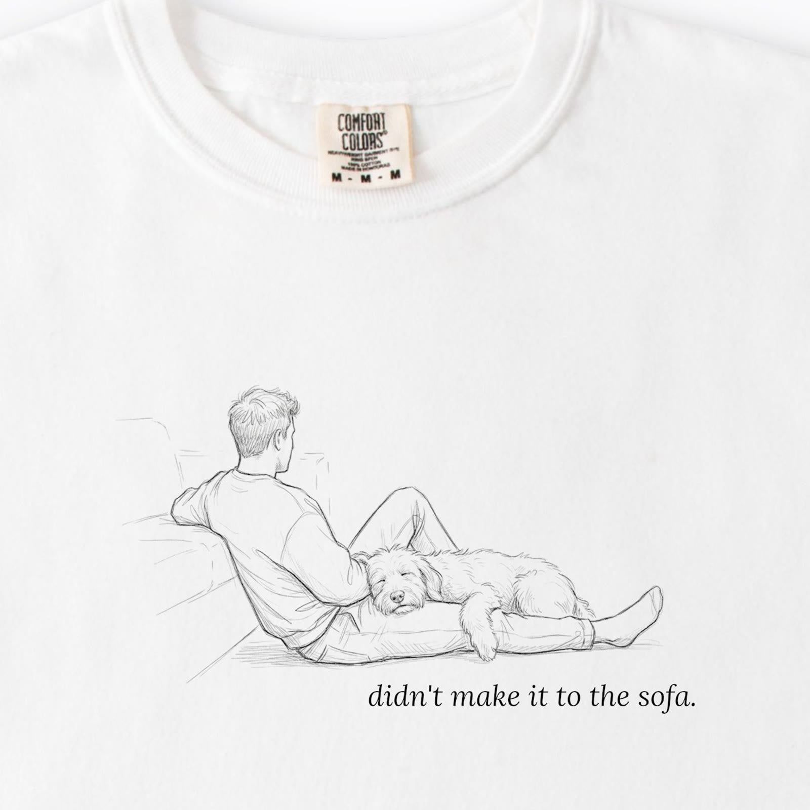Didn't Make It To The Sofa Man & Dog Premium T-Shirt - design close up