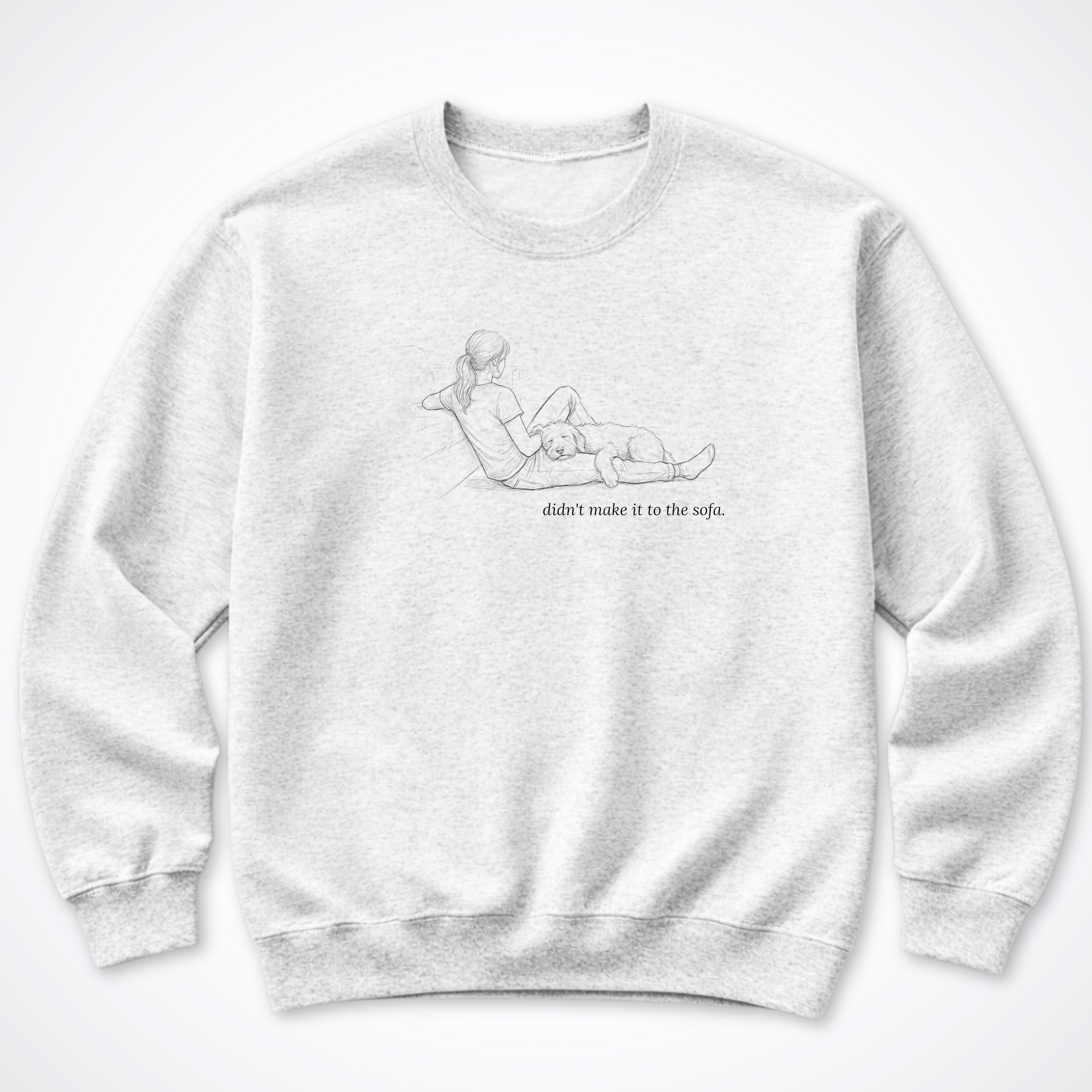Didn't Make It To The Sofa Woman & Dog Crewneck Sweatshirt - Ash
