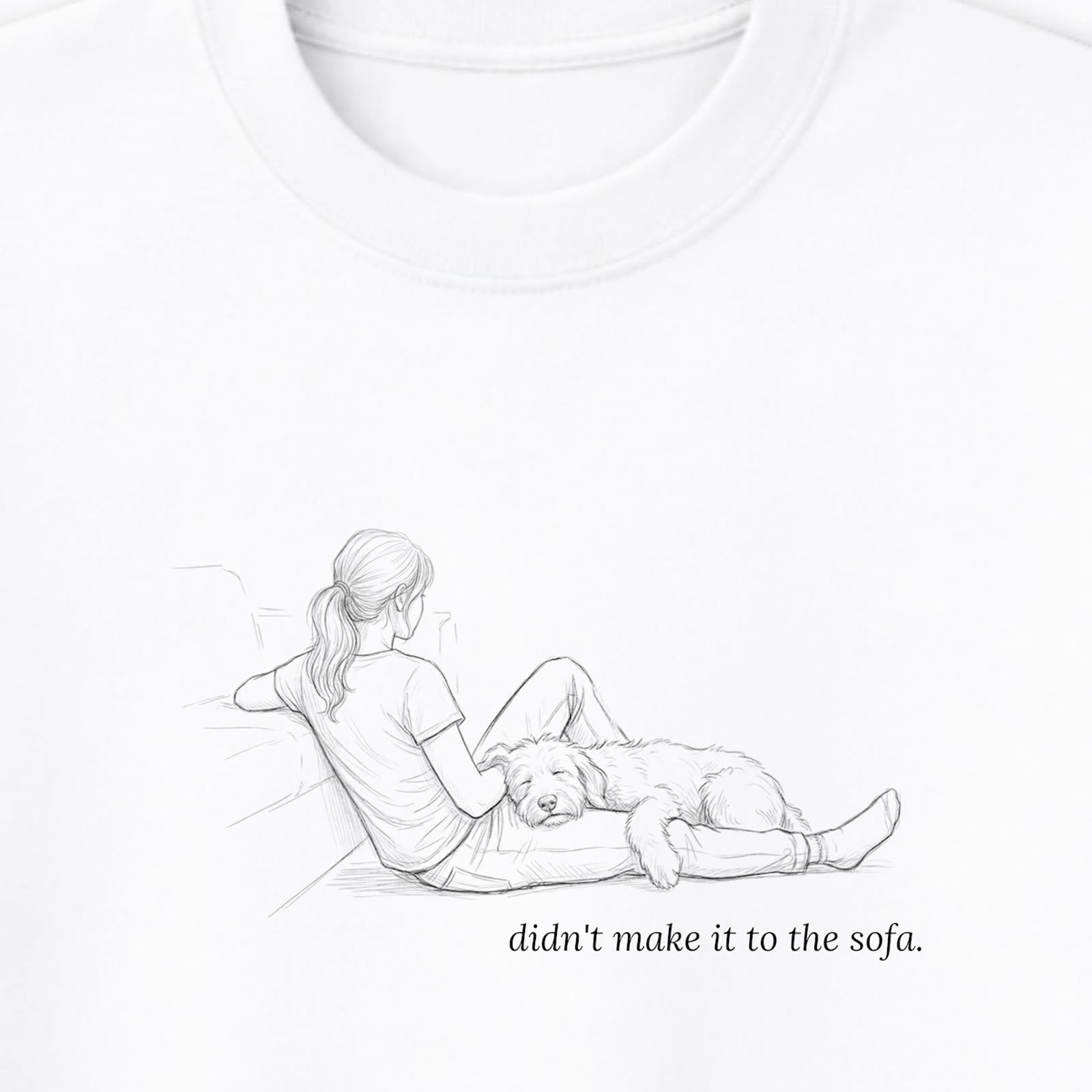 Didn't Make It To The Sofa Woman & Dog Crewneck Sweatshirt - design close up
