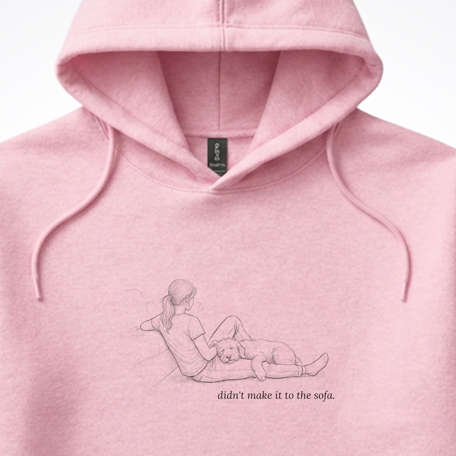 Didn't Make It To The Sofa Woman & Dog Hooded Sweatshirt - design close up