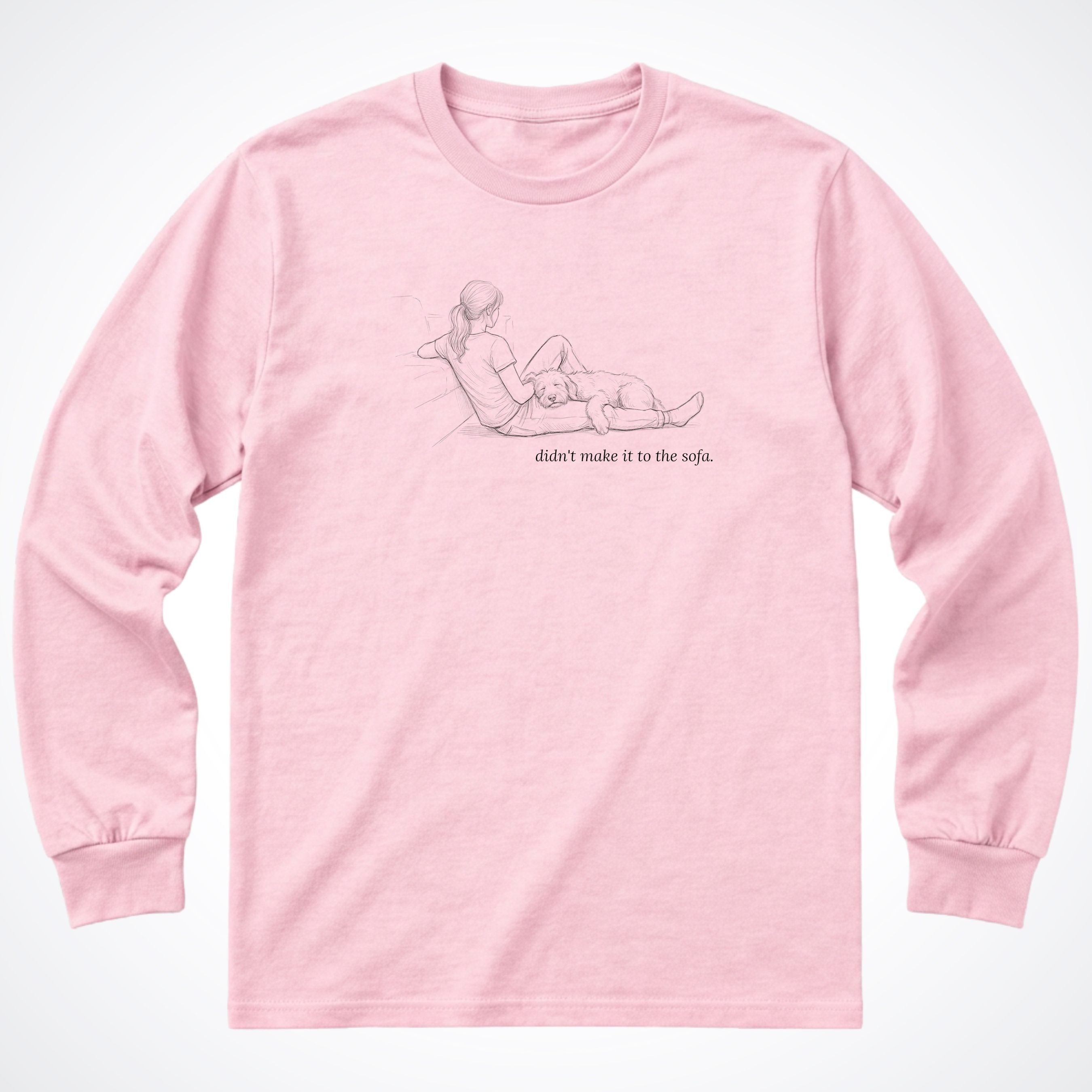 Didn't Make It To The Sofa Woman & Dog Long Sleeve T-Shirt - Light Pink