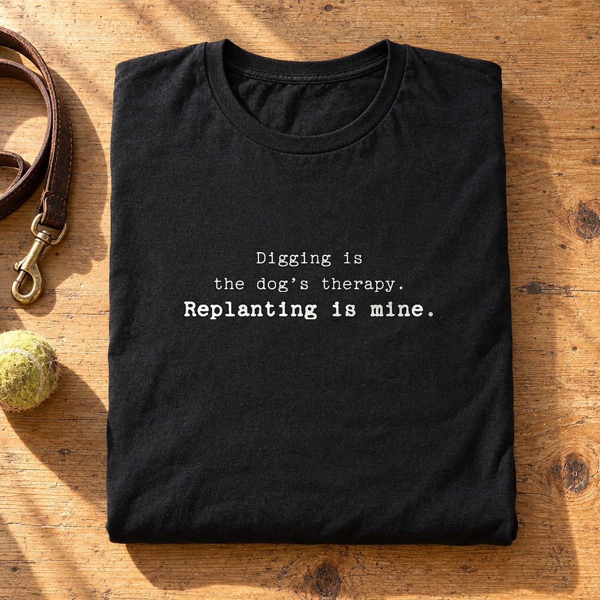 Digging Is The Dog's Therapy Black folded