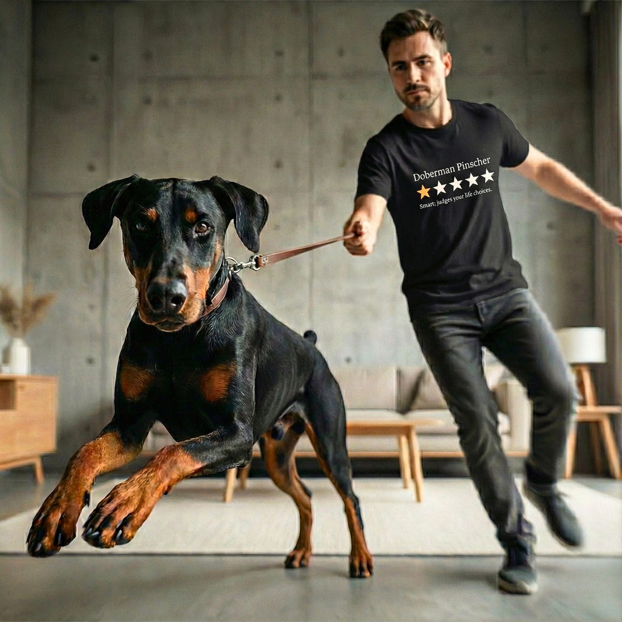 T-Shirt Doberman Pinscher One Star Review T-Shirt ReallyintoDogs