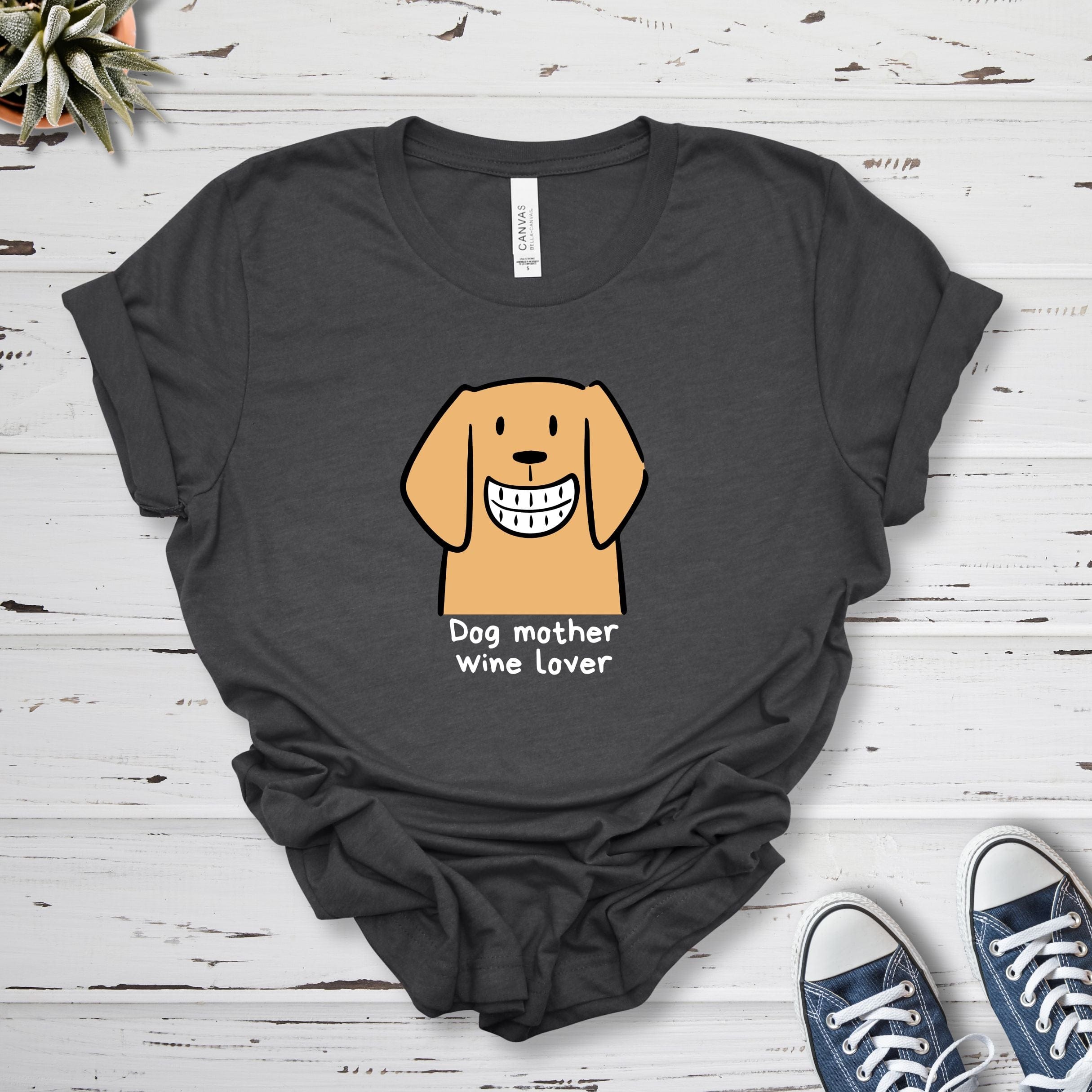 T-Shirt Dark Grey Heather / S Dog Mother Wine Lover Premium Unisex T-Shirt --reallyintothat