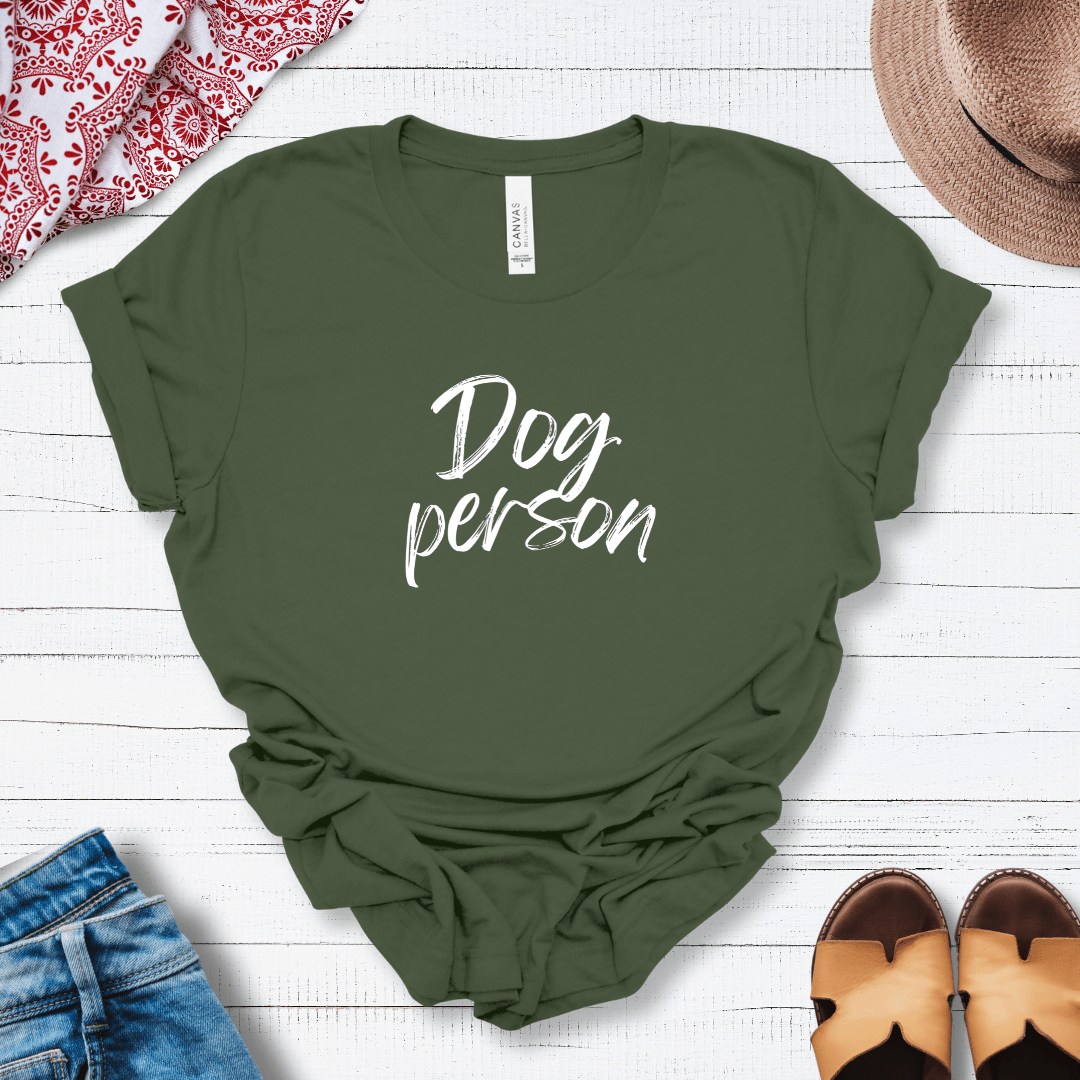 T-Shirt Military Green / S Dog Person Script Premium Unisex Tee - Fun Casual Wear for Dog Lovers --reallyintothat