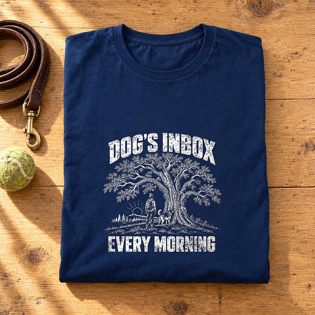 Dog's Inbox. Every Morning. Navy folded