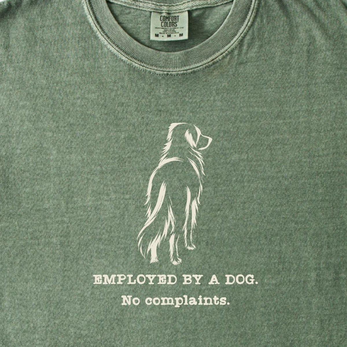 T-Shirt Employed By A Dog. Large Long Coat Dog Premium T-Shirt ReallyintoDogs