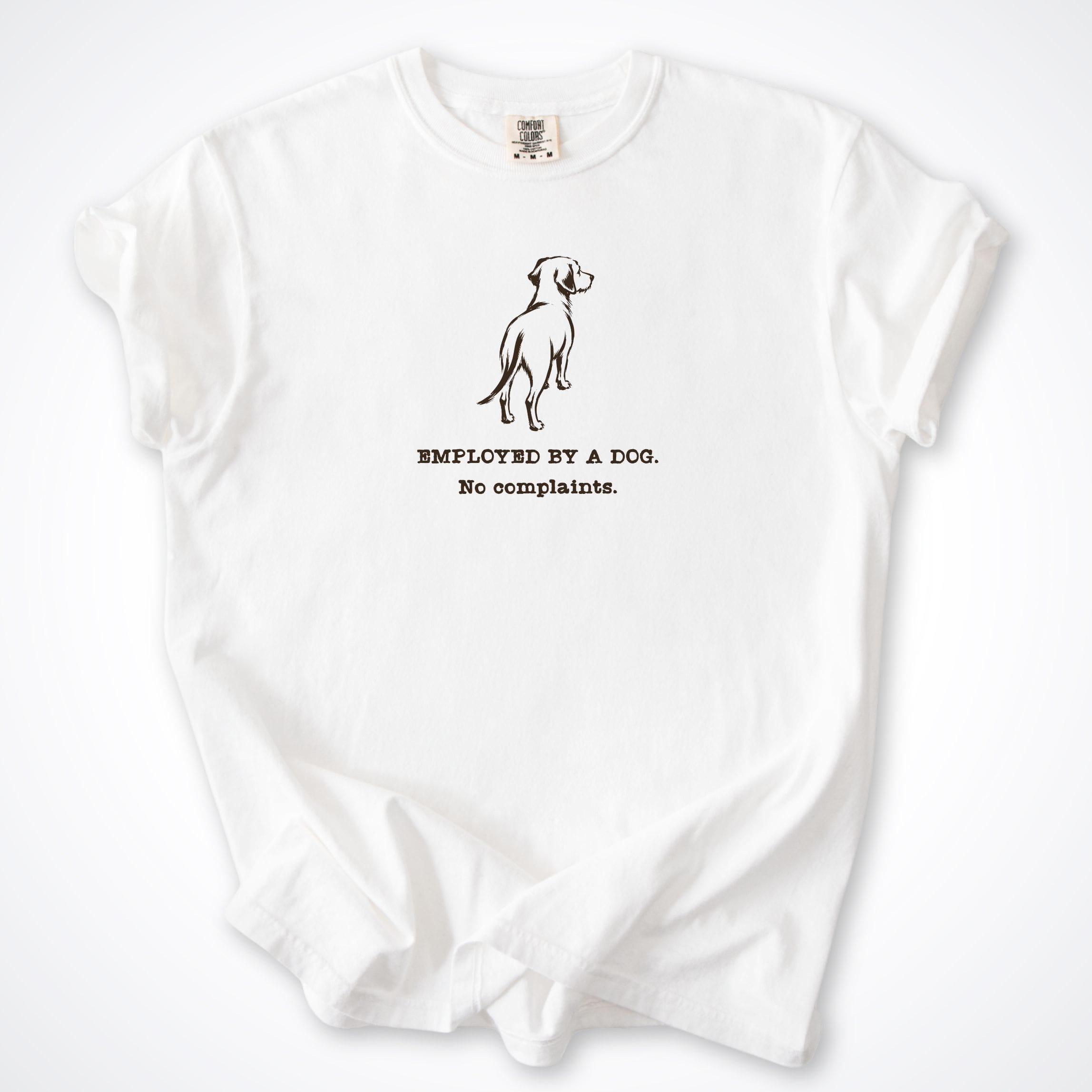 T-Shirt White / S Employed By A Dog. Small Dog Comfort Colors T-Shirt ReallyintoDogs