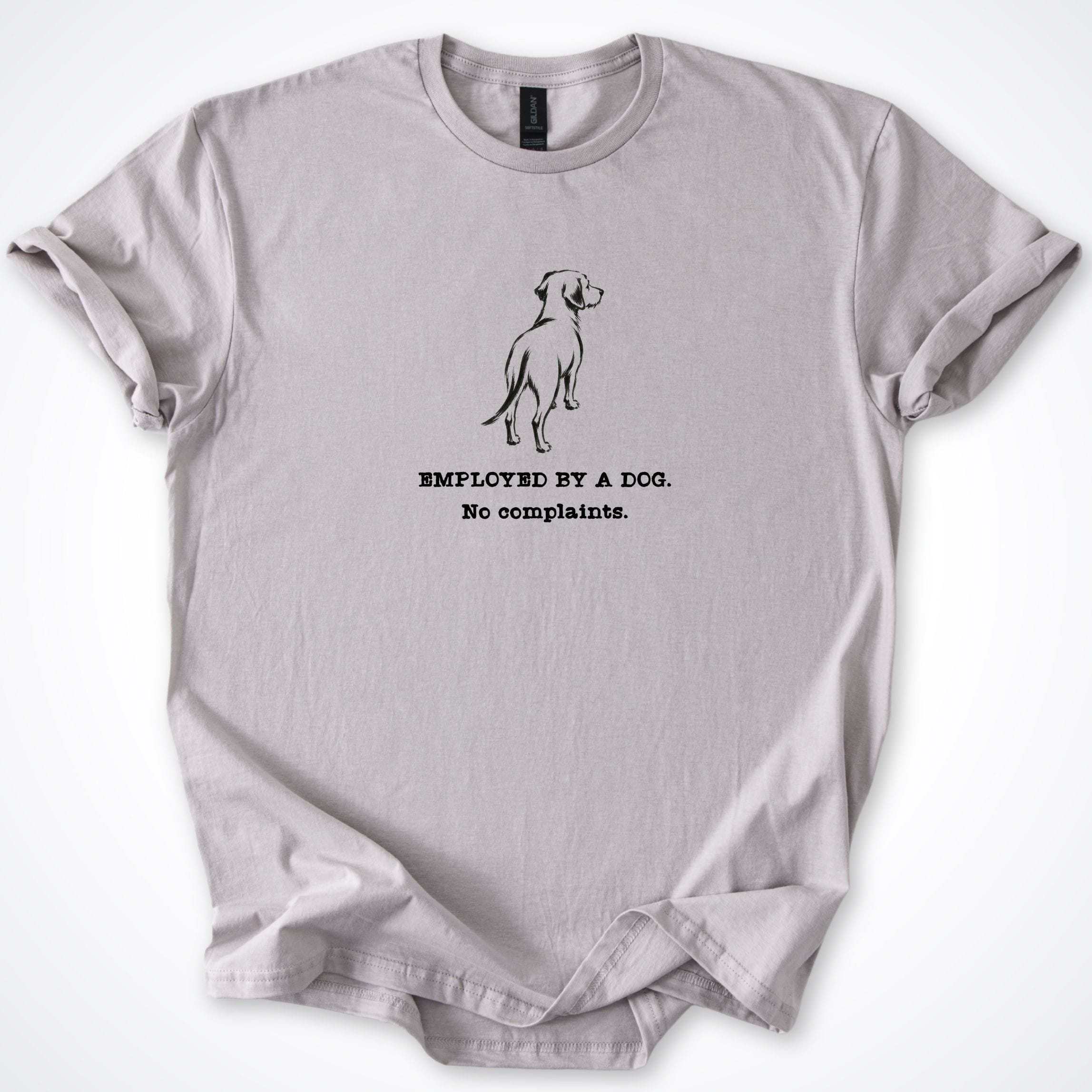 T-Shirt Ice Grey / S Employed By A Dog. Small Dog T-Shirt ReallyintoDogs