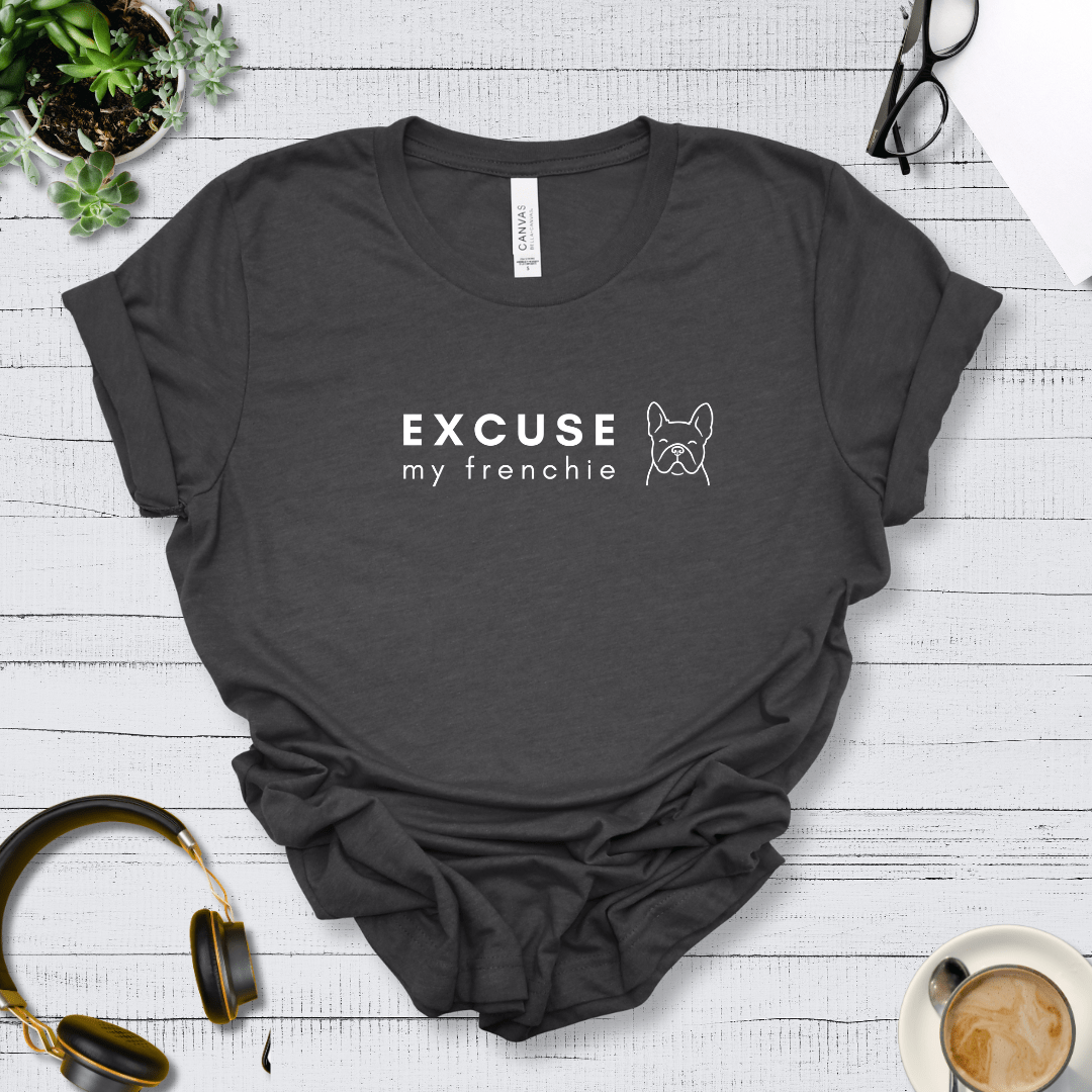 T-Shirt Dark Grey Heather / S Excuse my Frenchie Premium Unisex Tee - Fun Casual Wear for Dog Lovers --reallyintothat