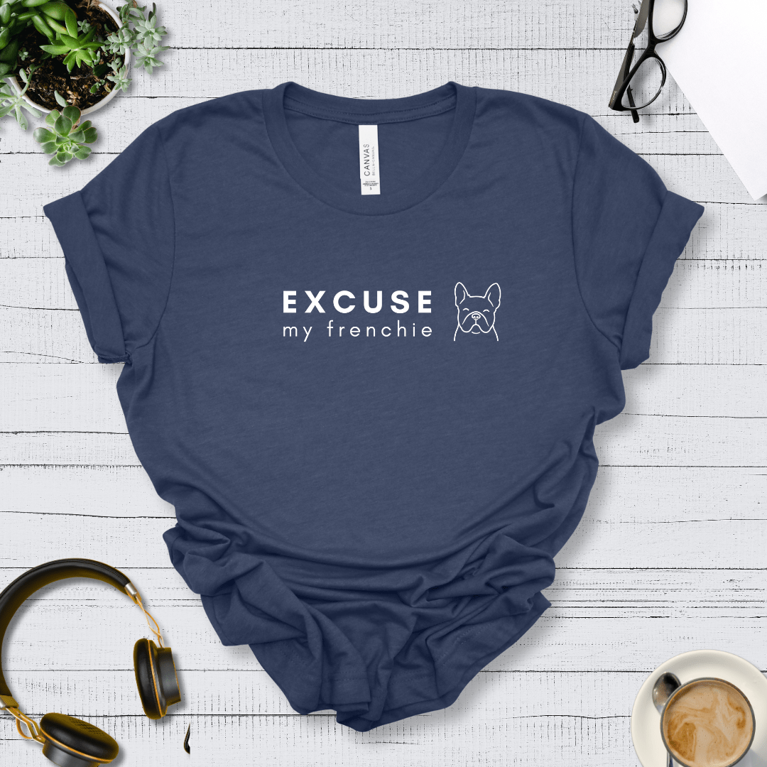 T-Shirt Heather Navy / S Excuse my Frenchie Premium Unisex Tee - Fun Casual Wear for Dog Lovers --reallyintothat