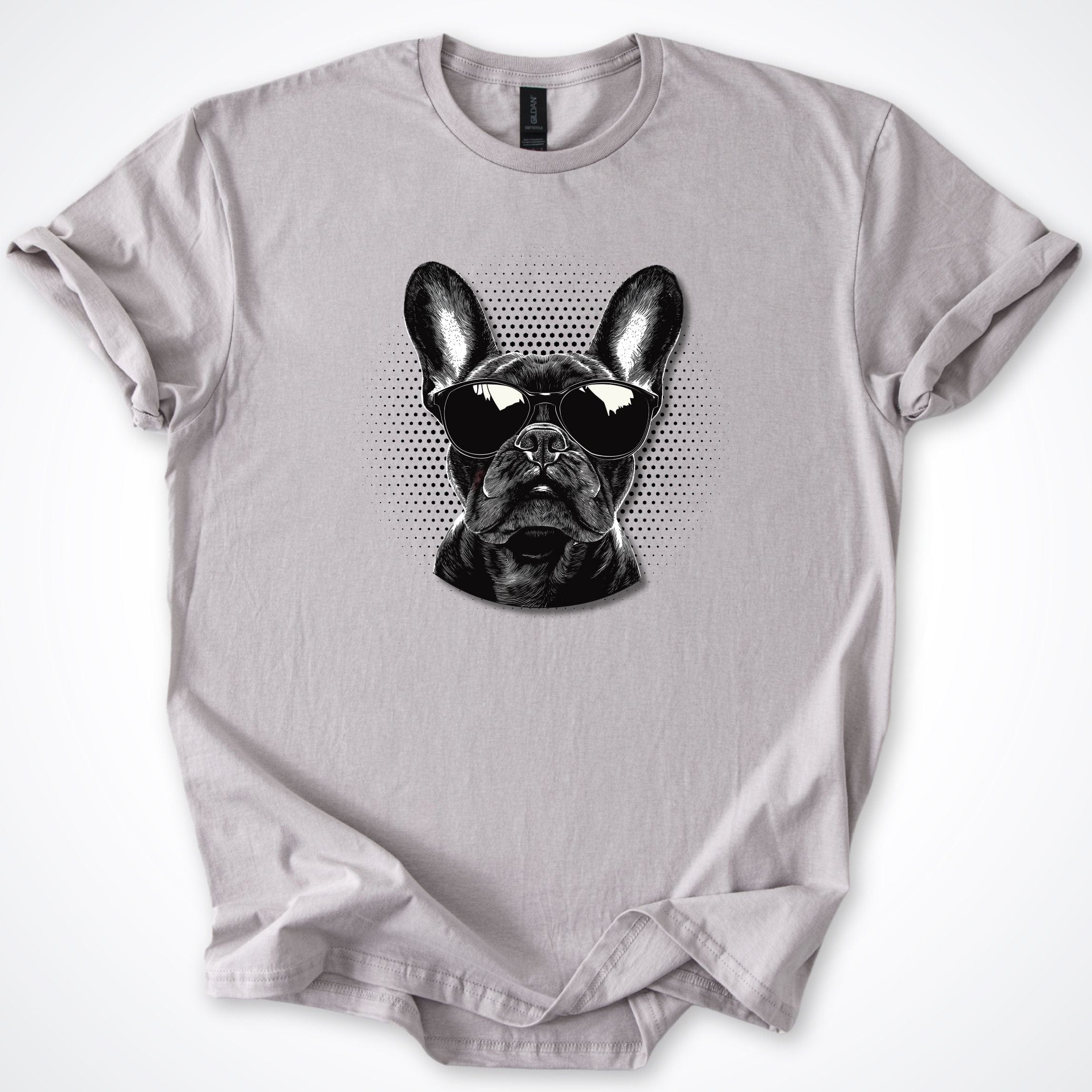 T-Shirt Ice Grey / S French Bulldog Cool Dog with Sunglasses T-Shirt ReallyintoDogs