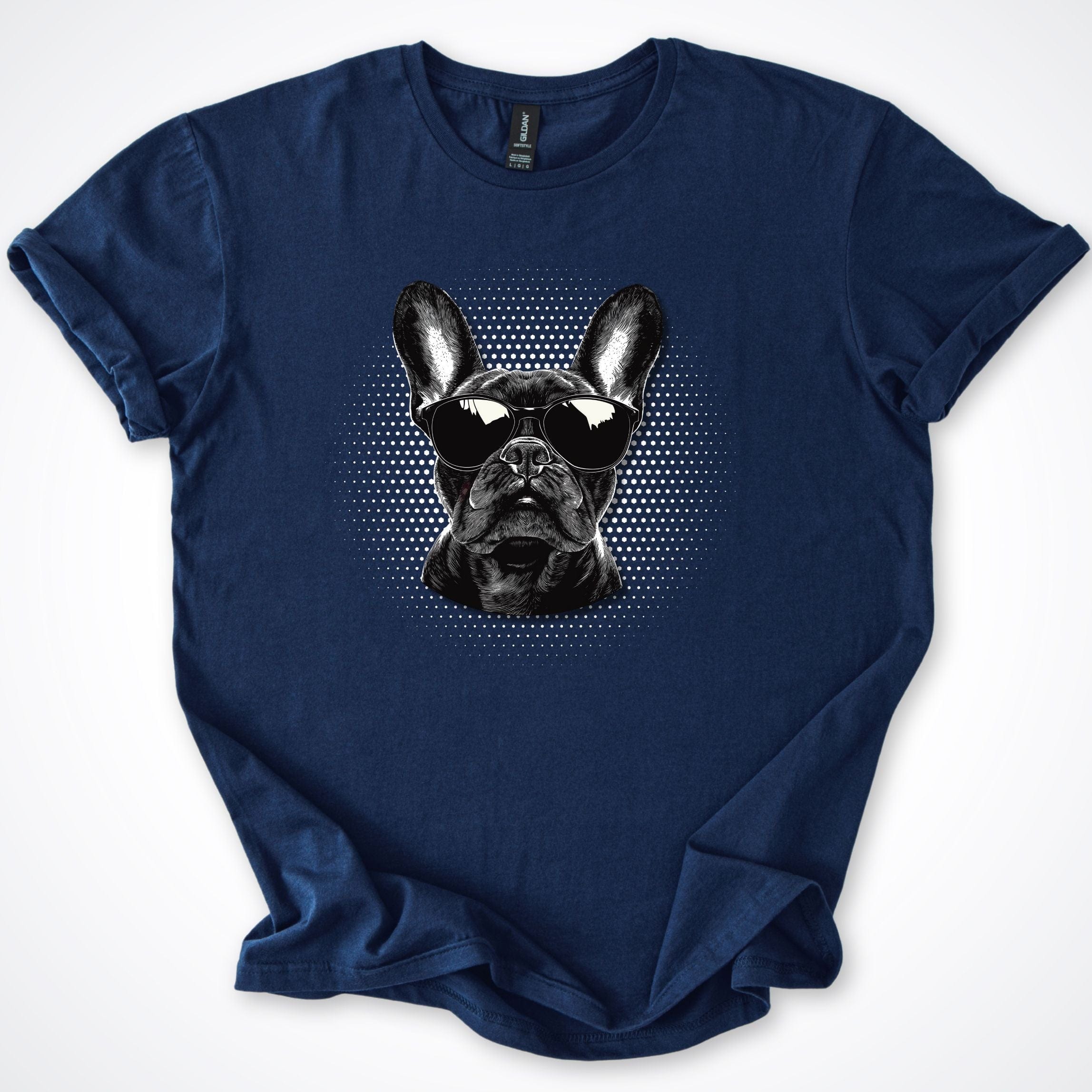 T-Shirt Navy / S French Bulldog Cool Dog with Sunglasses T-Shirt ReallyintoDogs
