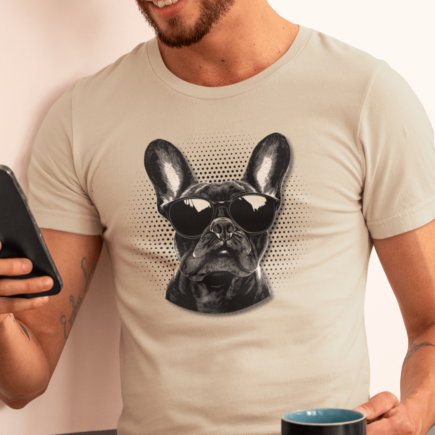 T-Shirt French Bulldog Cool Dog with Sunglasses T-Shirt ReallyintoDogs