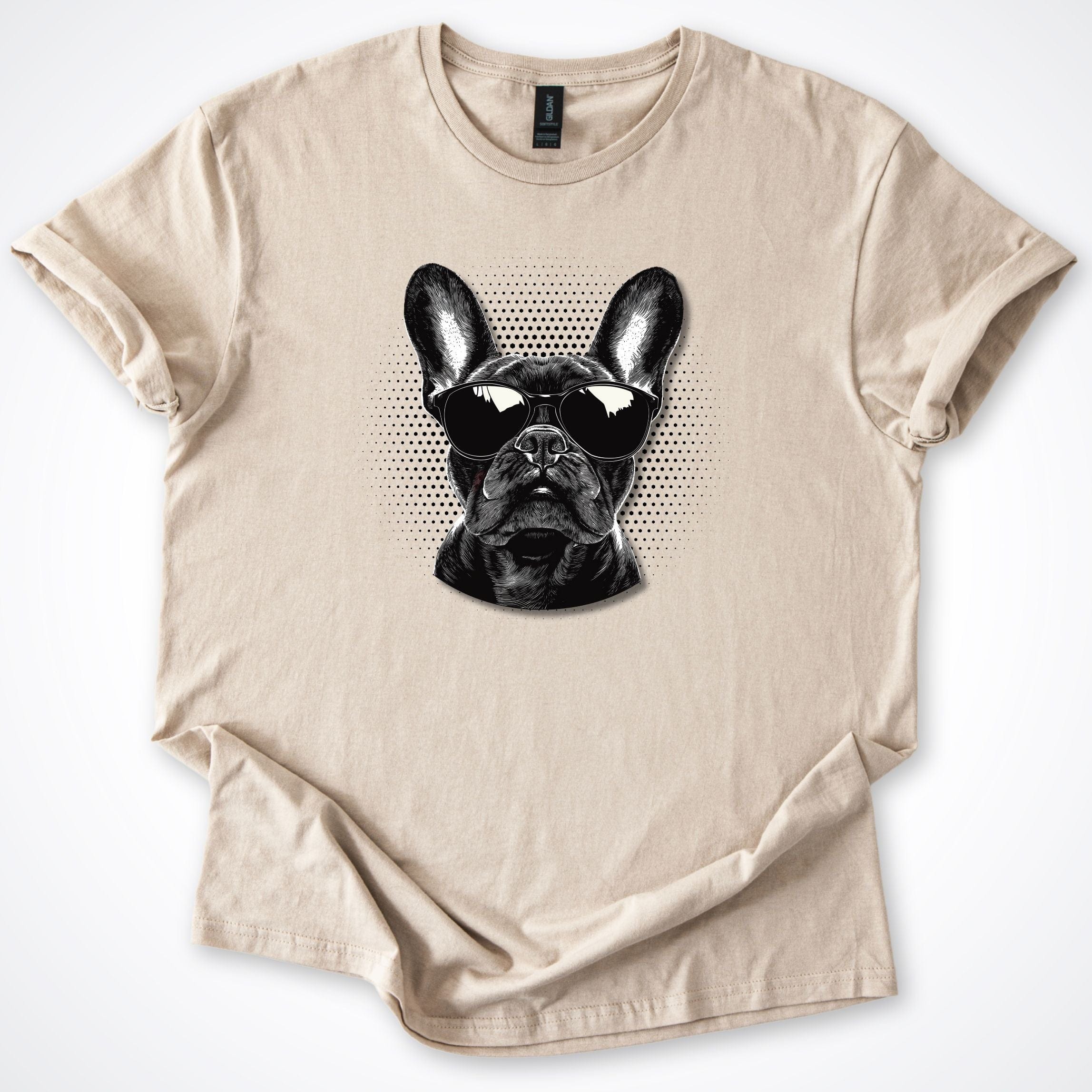 T-Shirt Sand / S French Bulldog Cool Dog with Sunglasses T-Shirt ReallyintoDogs