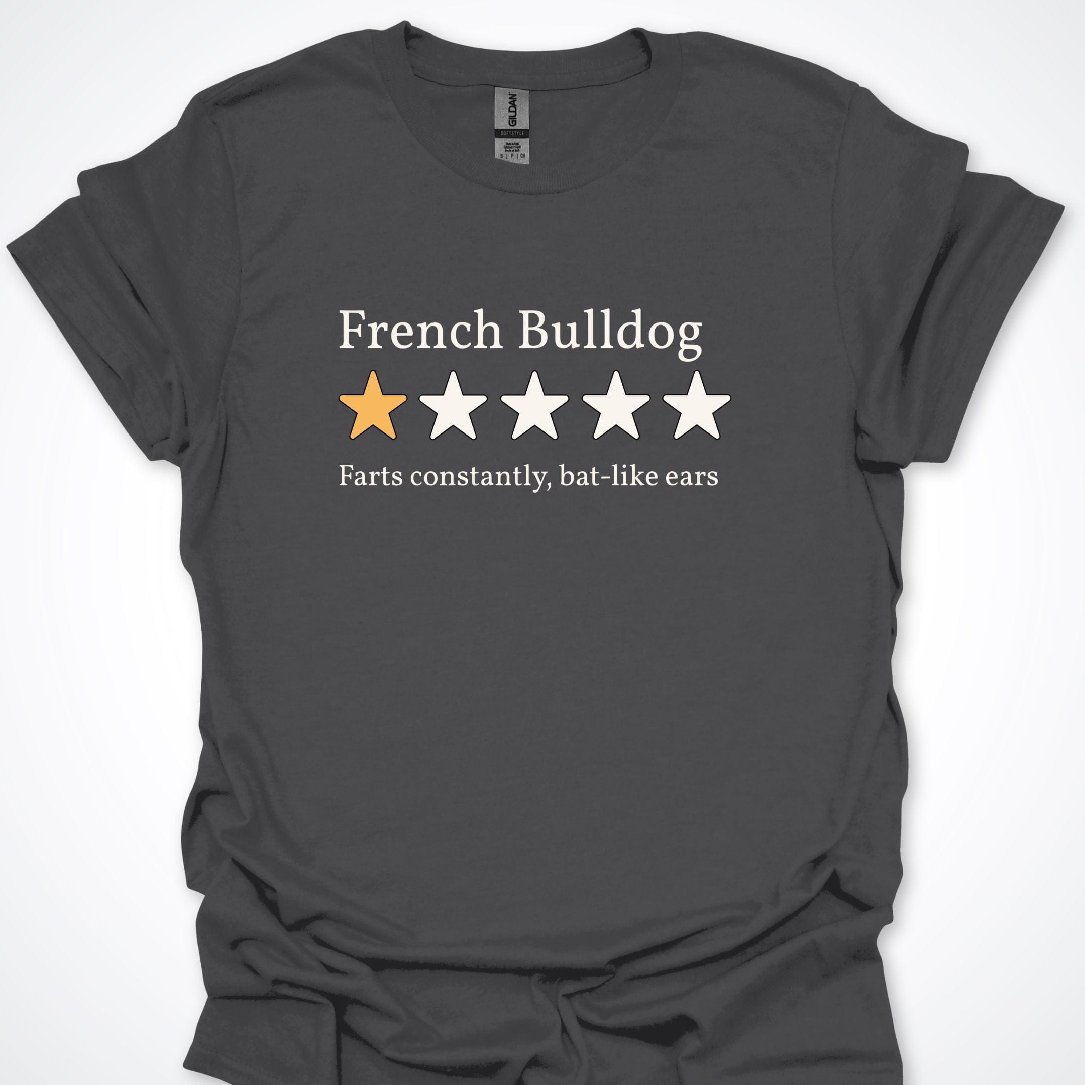 T-Shirt Charcoal / S French Bulldog One Star Review Premium Unisex T-Shirt ReallyintoDogs