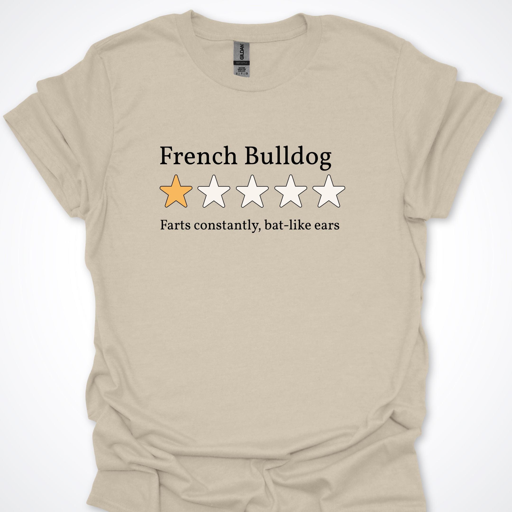 T-Shirt Natural / S French Bulldog One Star Review Premium Unisex T-Shirt ReallyintoDogs