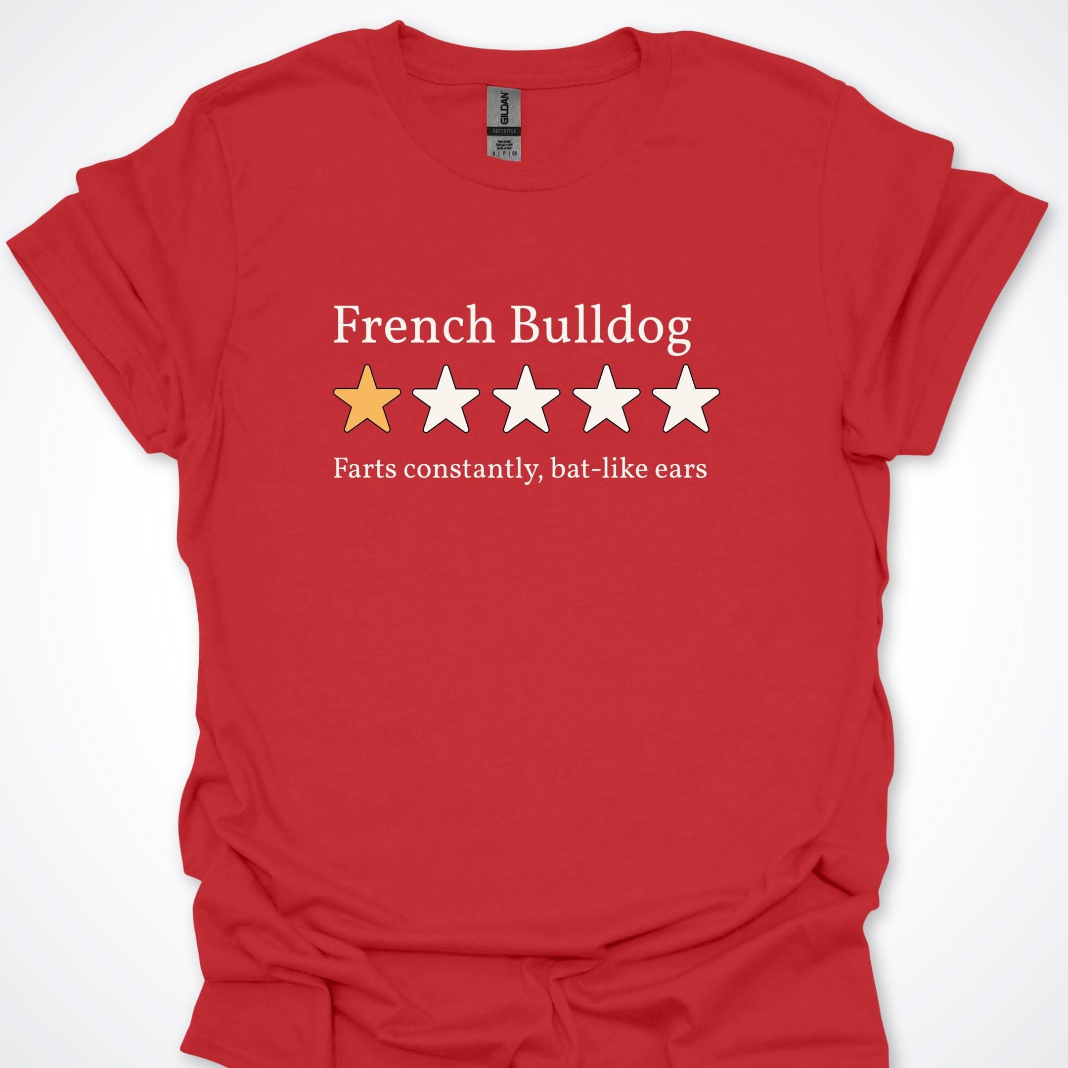 T-Shirt Red / S French Bulldog One Star Review Premium Unisex T-Shirt ReallyintoDogs