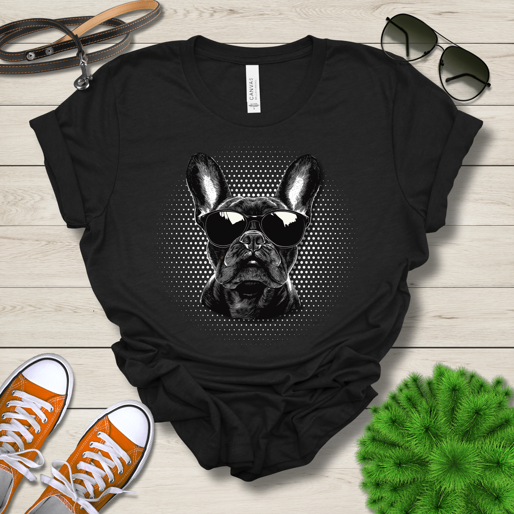 T-Shirt Black Heather / S French Bulldog Top Dog Cool Dog with Sunglasses Premium Unisex Tee --reallyintothat