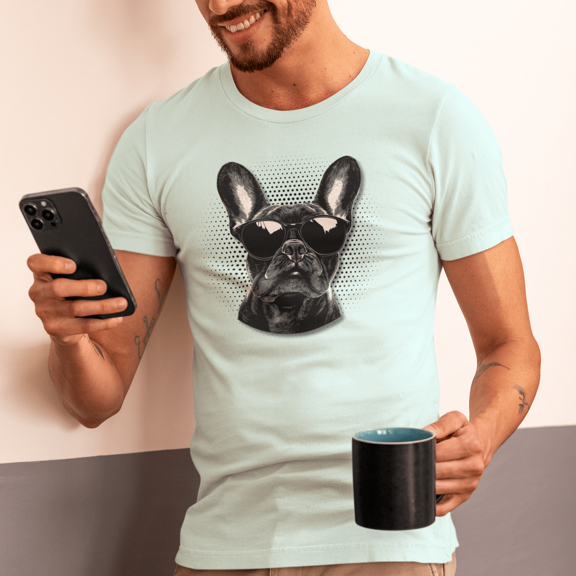 T-Shirt French Bulldog Top Dog Cool Dog with Sunglasses Premium Unisex Tee --reallyintothat