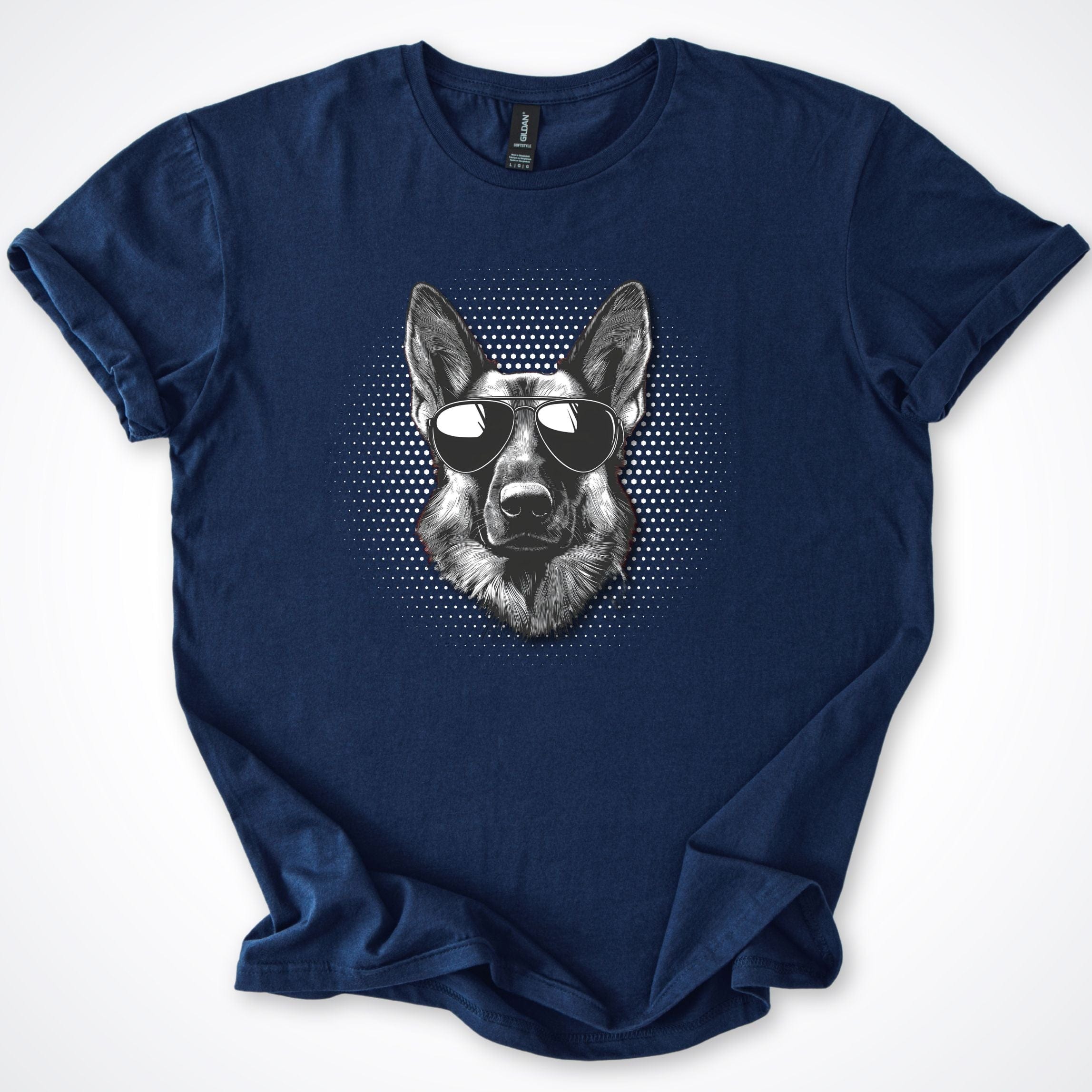 T-Shirt Navy / S German Shepherd Cool Dog with Sunglasses T-Shirt ReallyintoDogs