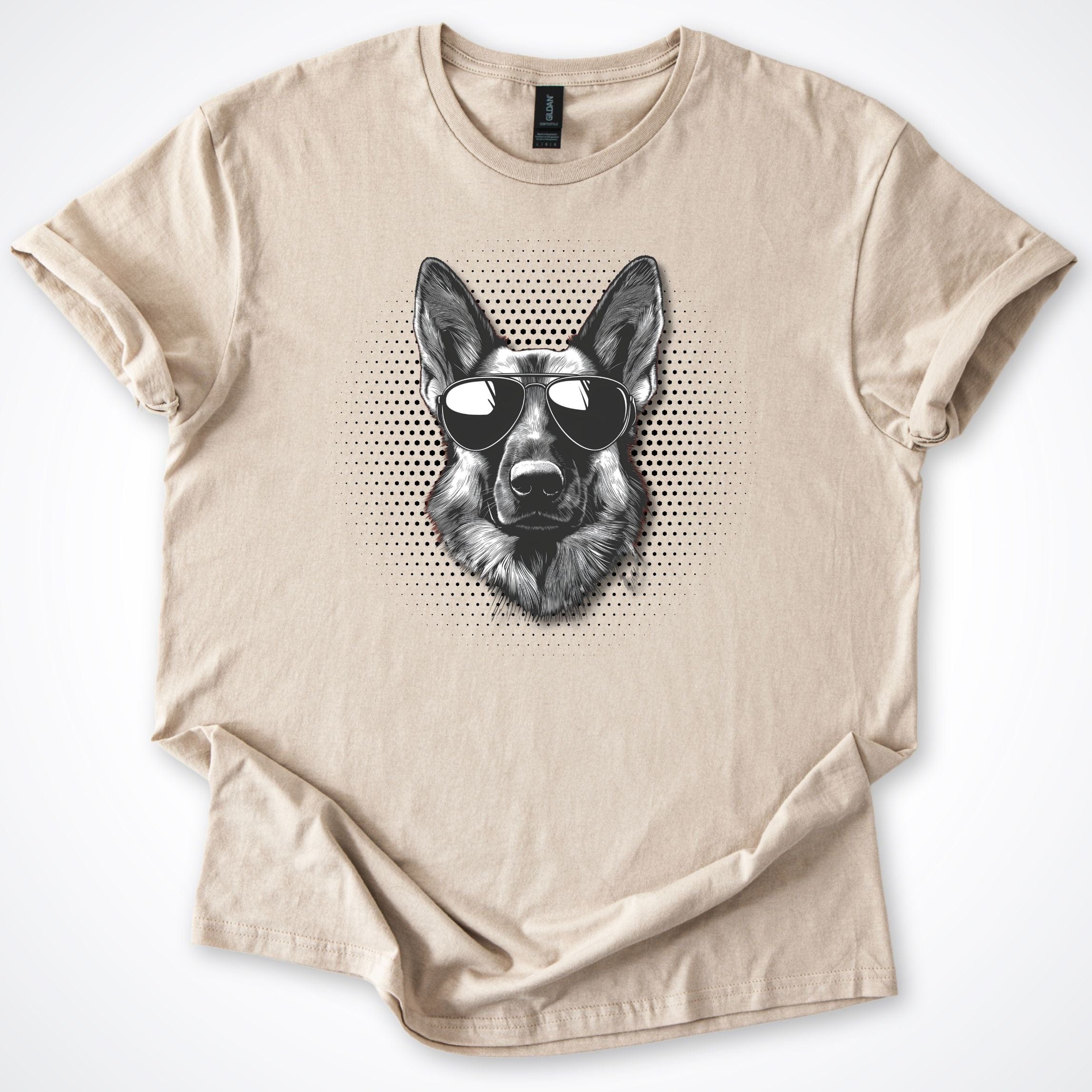 T-Shirt Sand / S German Shepherd Cool Dog with Sunglasses T-Shirt ReallyintoDogs