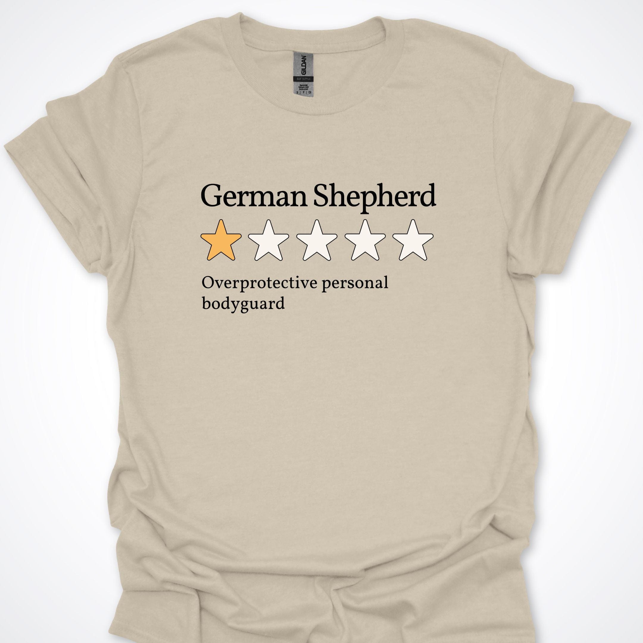 T-Shirt Natural / S German Shepherd One Star Review Premium Unisex T-Shirt ReallyintoDogs