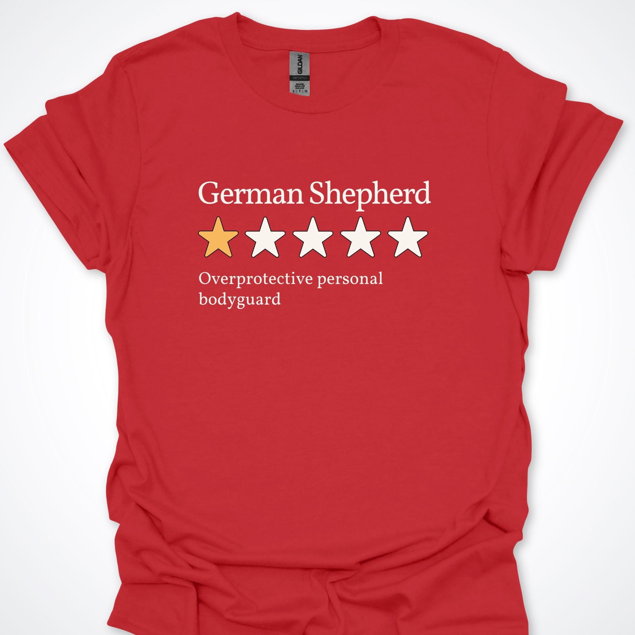 T-Shirt Red / S German Shepherd One Star Review Premium Unisex T-Shirt ReallyintoDogs