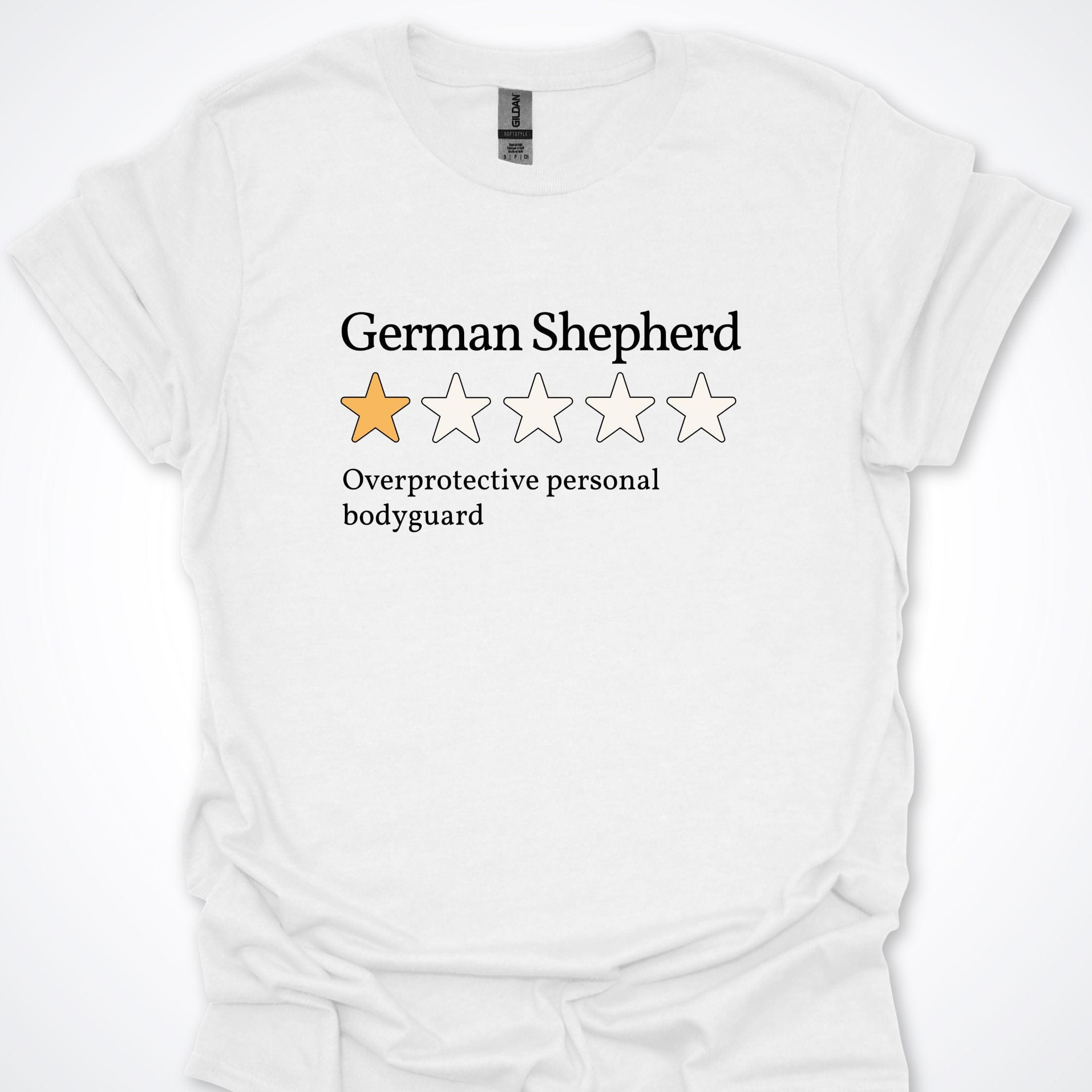 T-Shirt White / S German Shepherd One Star Review Premium Unisex T-Shirt ReallyintoDogs