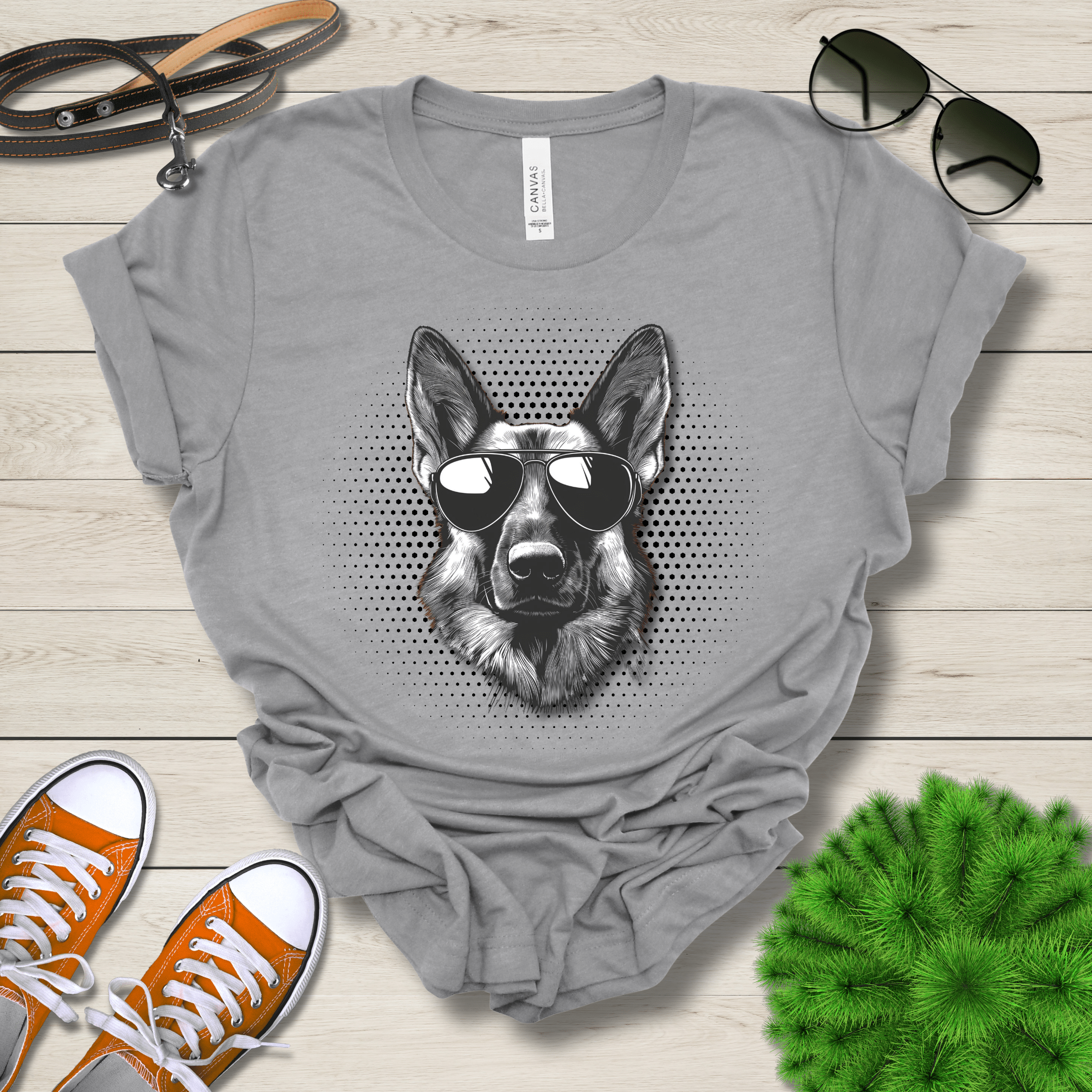 T-Shirt Athletic Heather / S German Shepherd Top Dog Cool Dog with Sunglasses Premium Unisex Tee --reallyintothat