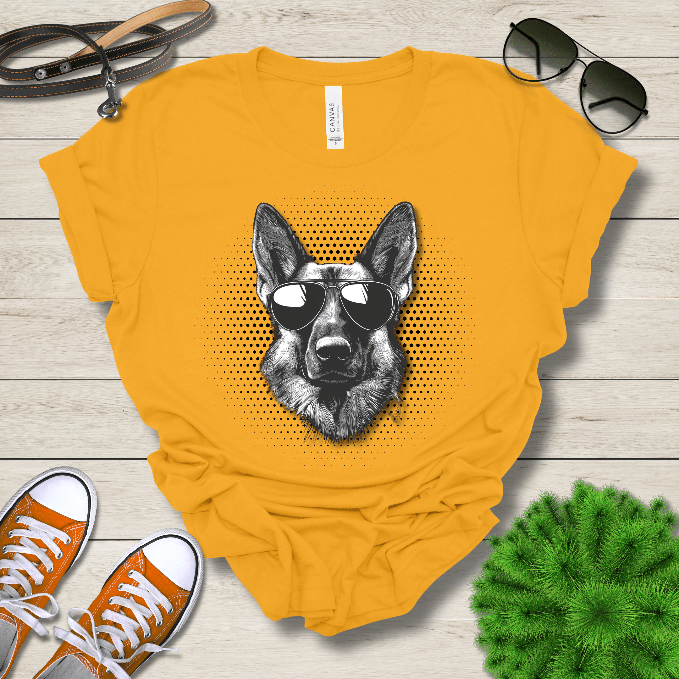 T-Shirt Gold / S German Shepherd Top Dog Cool Dog with Sunglasses Premium Unisex Tee --reallyintothat