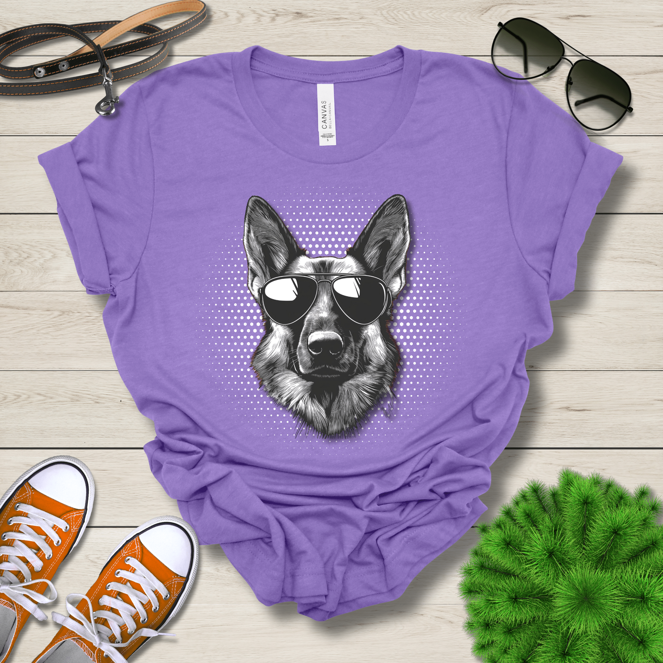 T-Shirt Heather Team Purple / S German Shepherd Top Dog Cool Dog with Sunglasses Premium Unisex Tee --reallyintothat