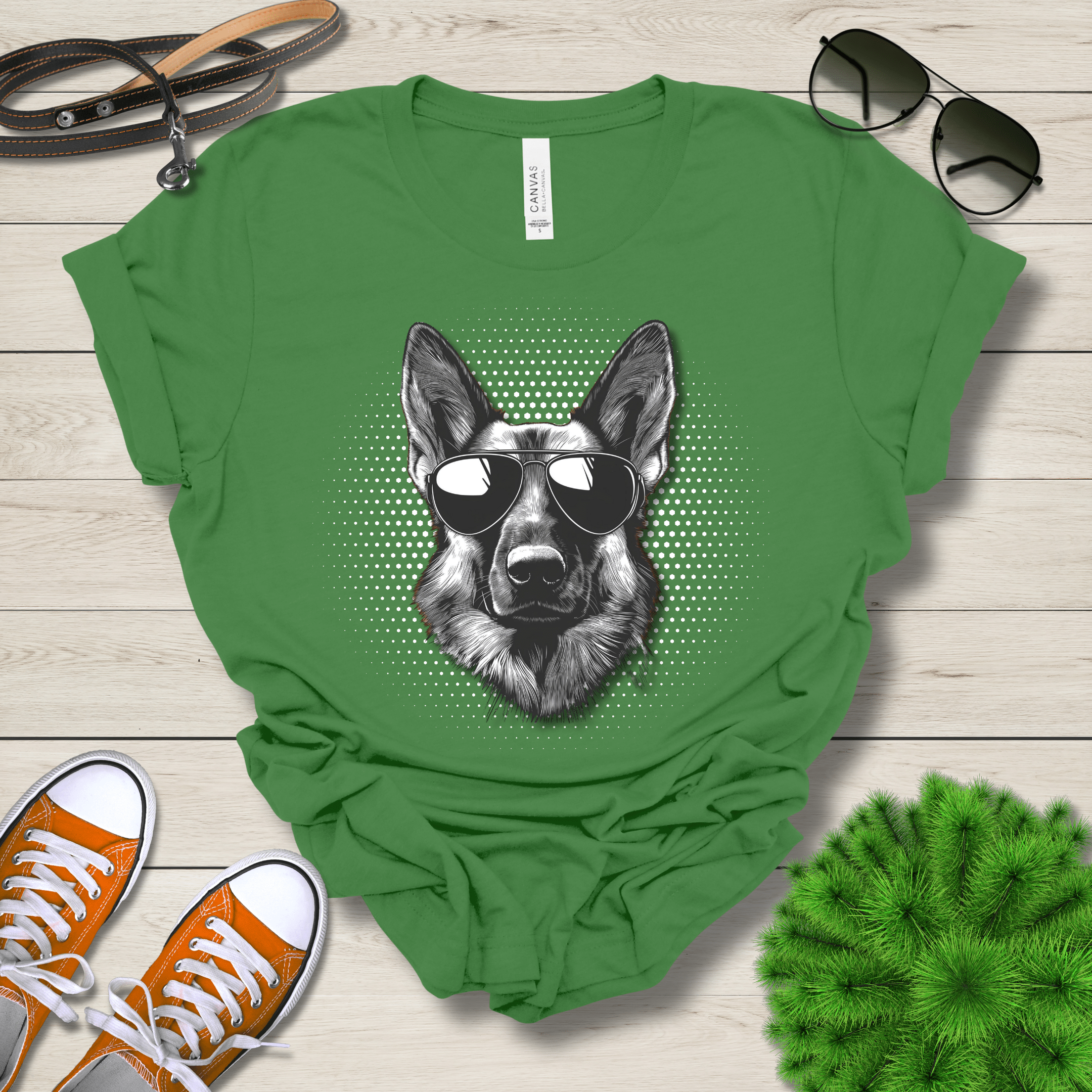 T-Shirt Leaf / S German Shepherd Top Dog Cool Dog with Sunglasses Premium Unisex Tee --reallyintothat