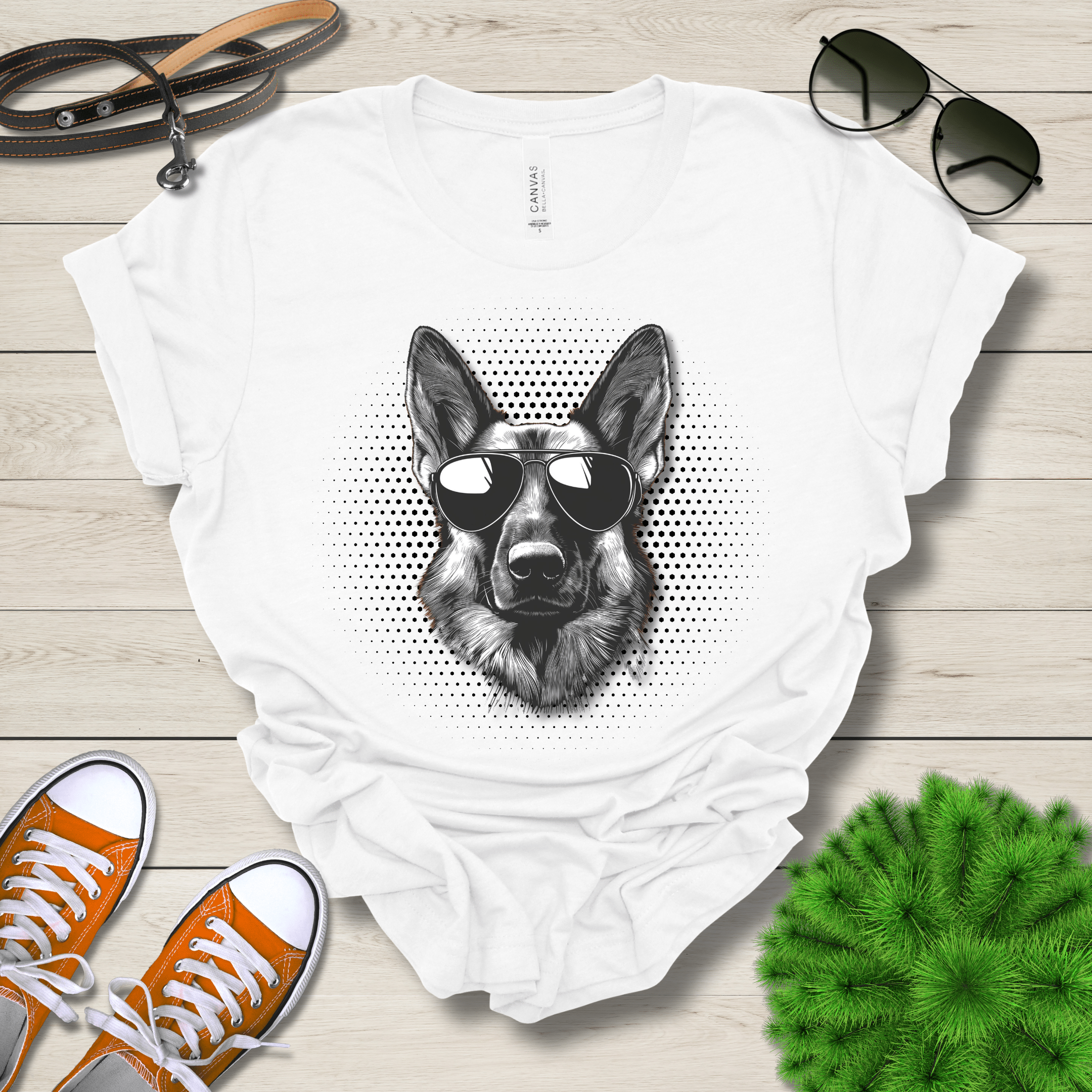 T-Shirt White / S German Shepherd Top Dog Cool Dog with Sunglasses Premium Unisex Tee --reallyintothat