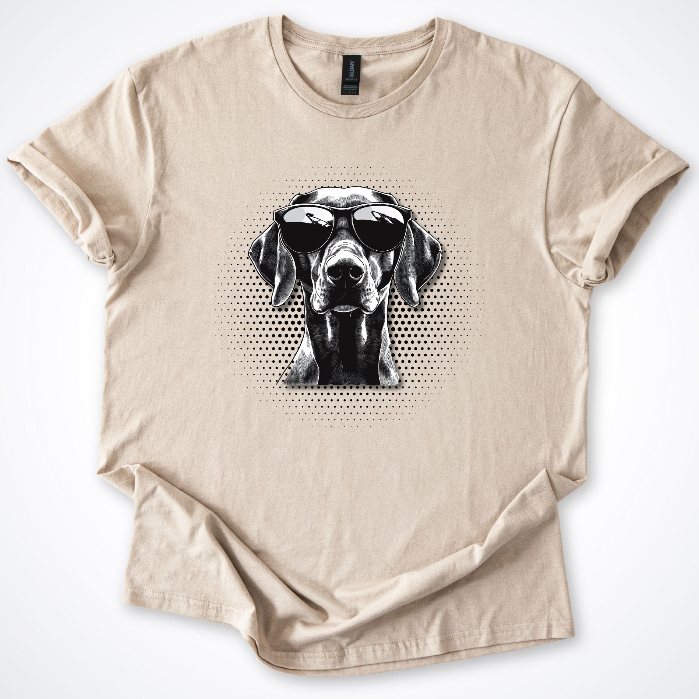 T-Shirt Sand / S German Shorthair Pointer Cool Dog with Sunglasses T-Shirt ReallyintoDogs