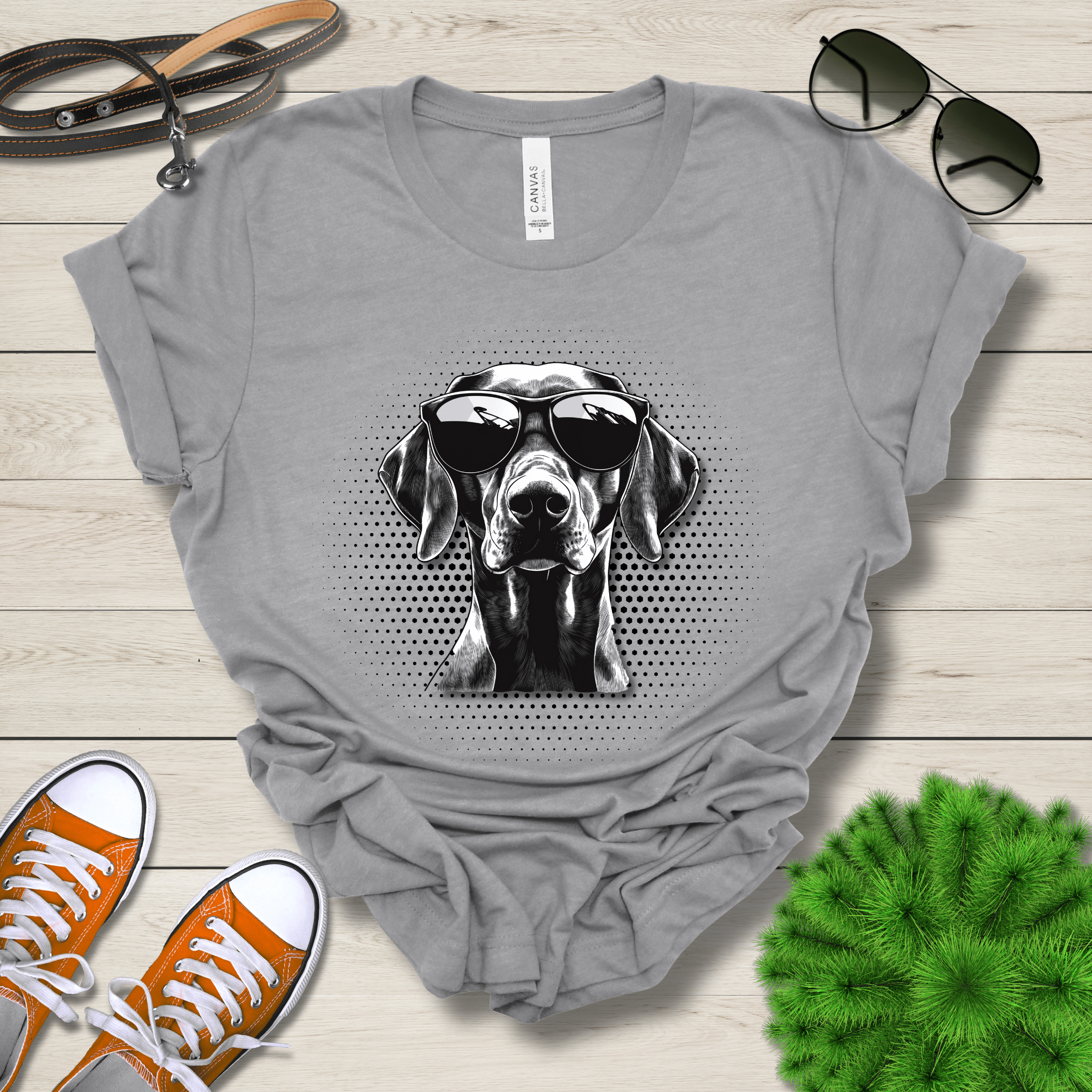 T-Shirt Athletic Heather / S German Shorthair Pointer Top Dog Cool Dog with Sunglasses Premium Unisex Tee --reallyintothat