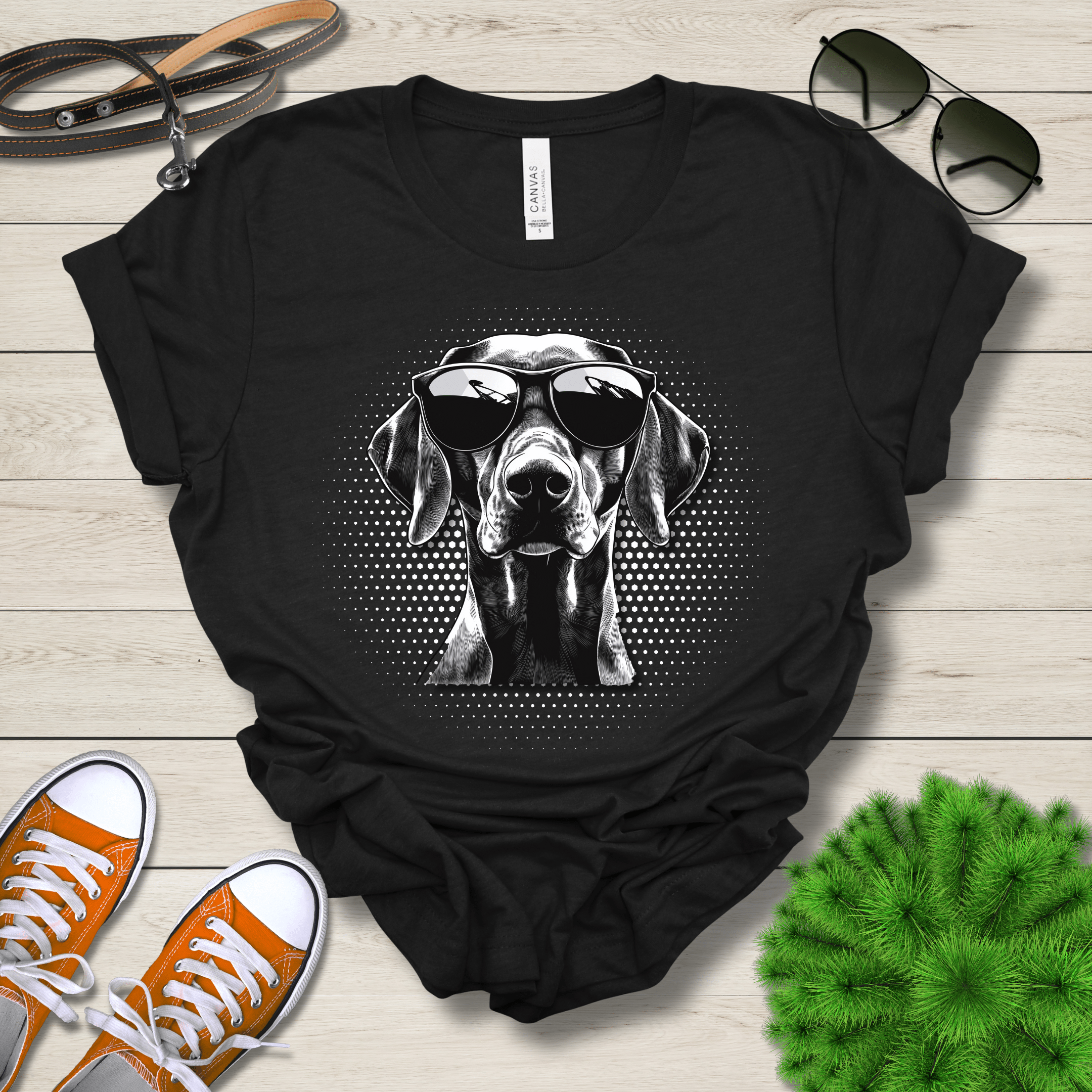 T-Shirt Black Heather / S German Shorthair Pointer Top Dog Cool Dog with Sunglasses Premium Unisex Tee --reallyintothat