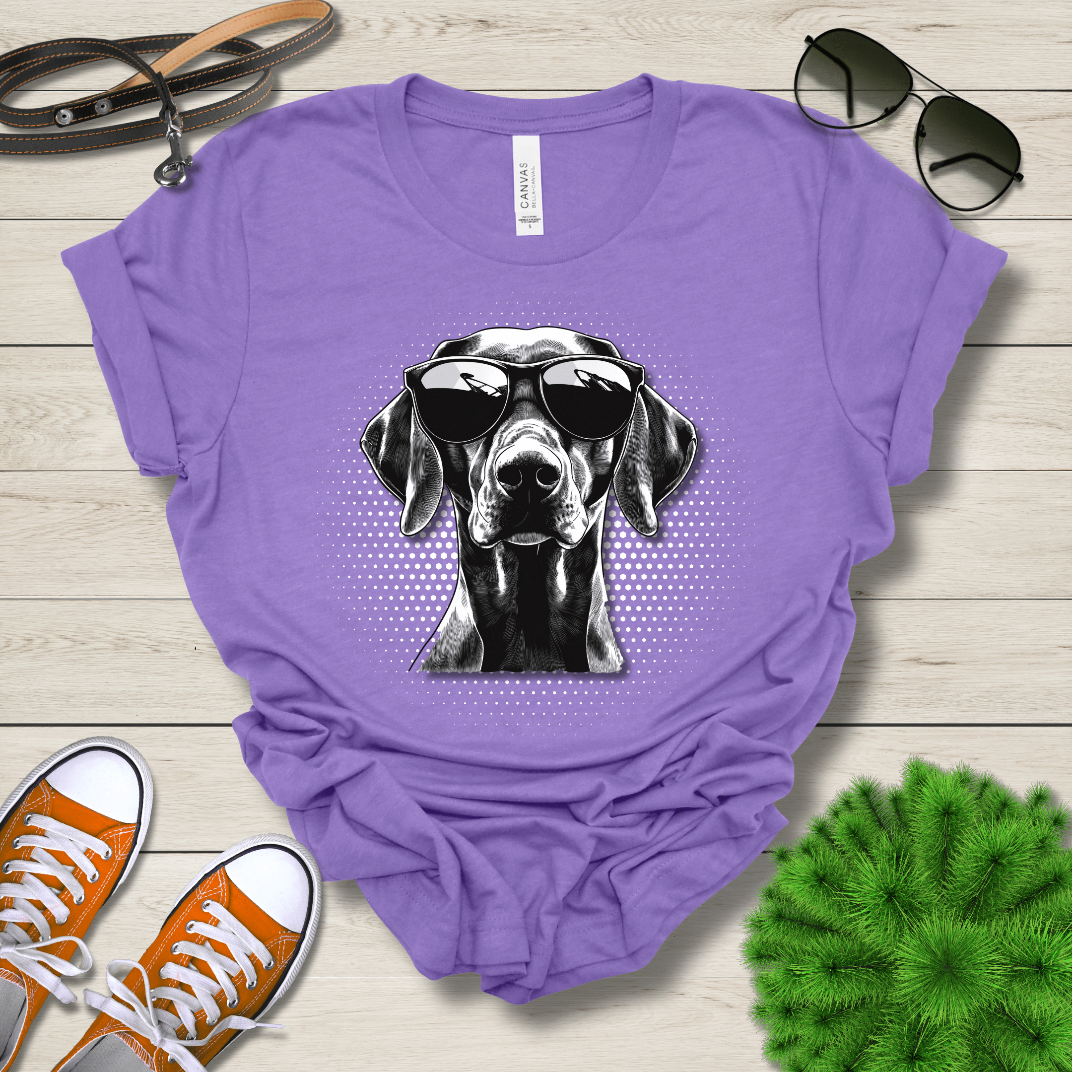 T-Shirt Heather Team Purple / S German Shorthair Pointer Top Dog Cool Dog with Sunglasses Premium Unisex Tee --reallyintothat