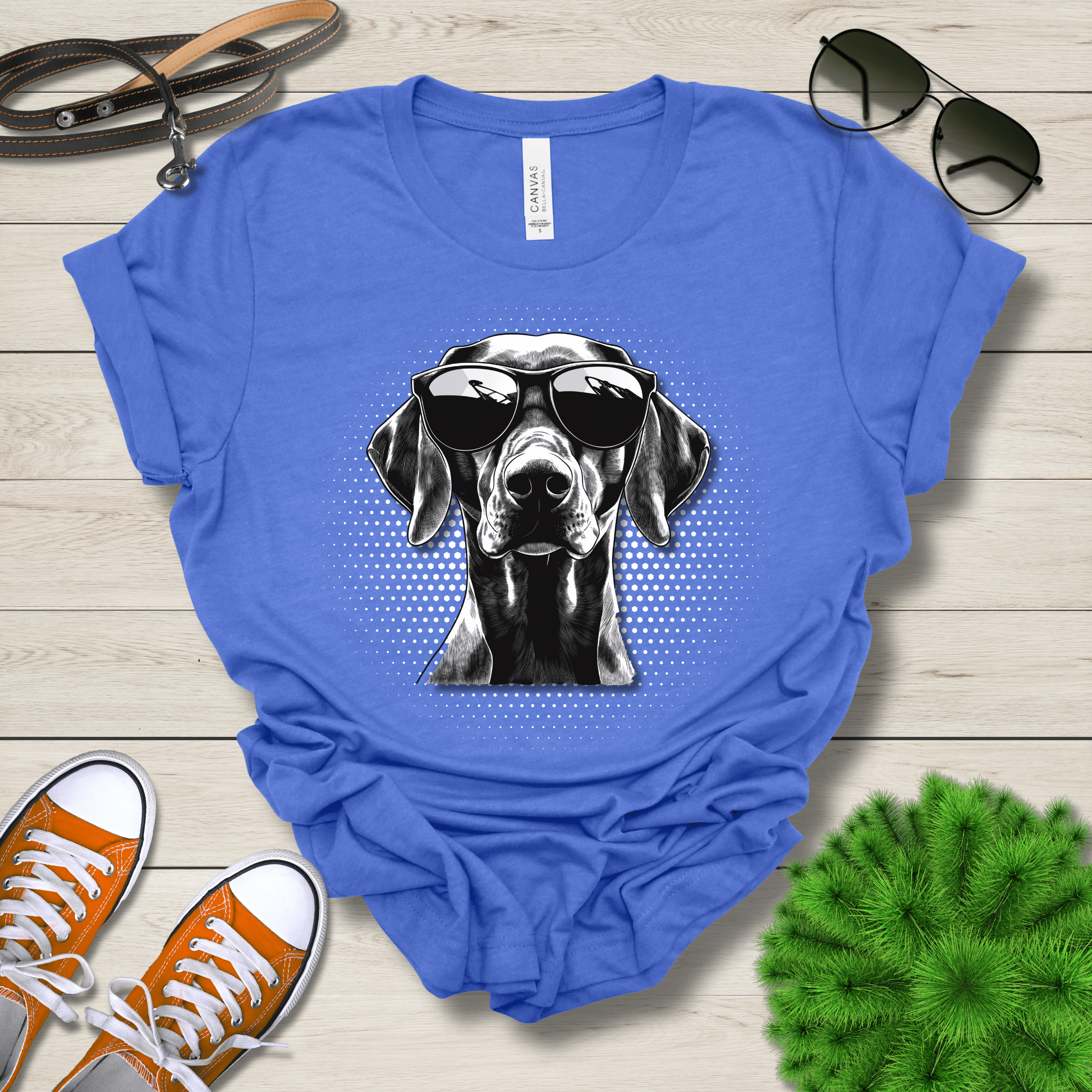 T-Shirt Heather True Royal / S German Shorthair Pointer Top Dog Cool Dog with Sunglasses Premium Unisex Tee --reallyintothat