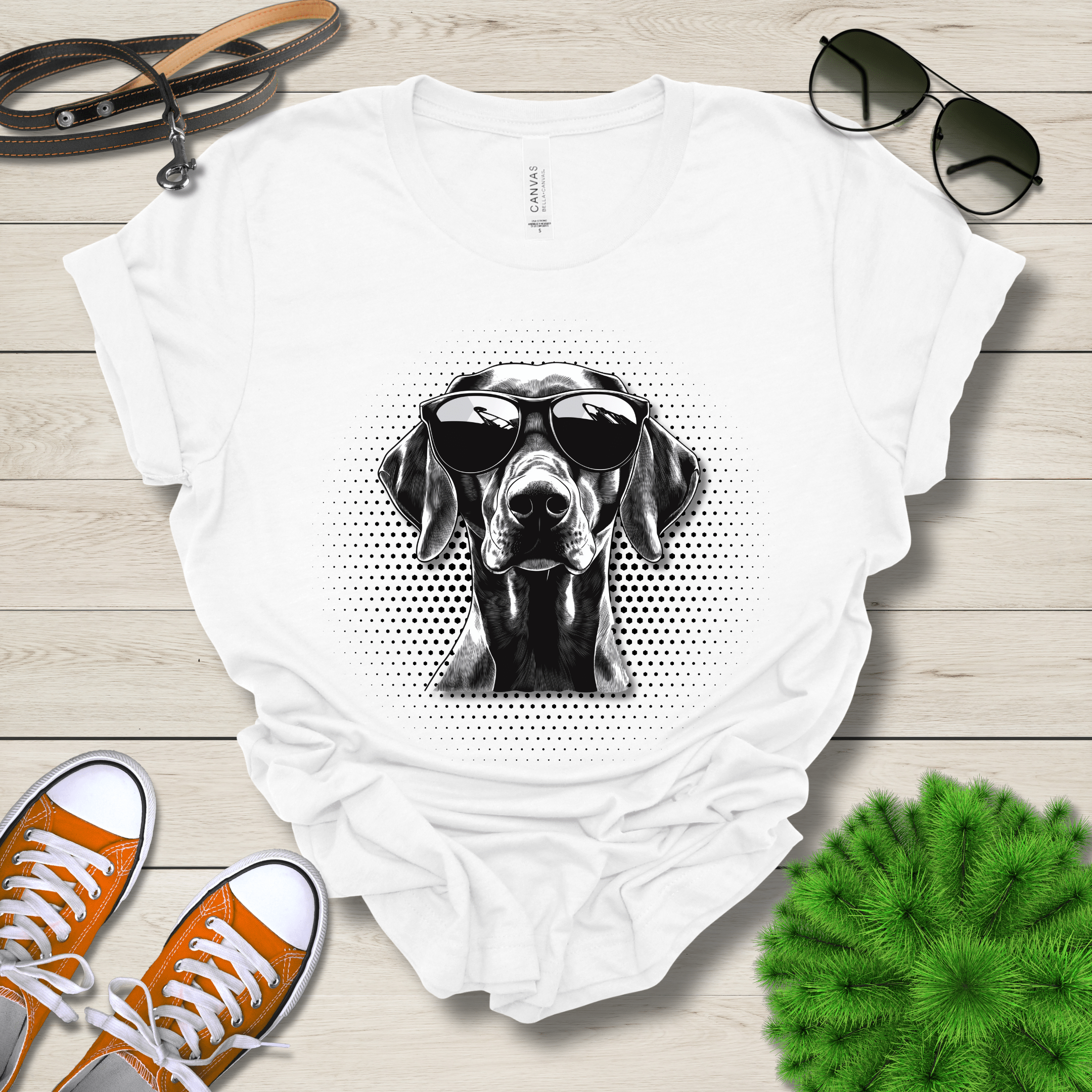 T-Shirt White / S German Shorthair Pointer Top Dog Cool Dog with Sunglasses Premium Unisex Tee --reallyintothat