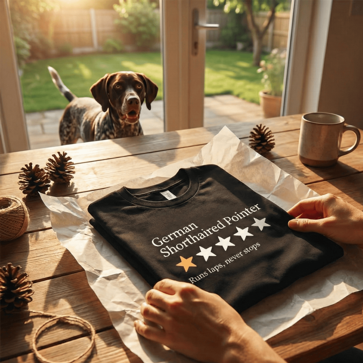 T-Shirt Black / S German Shorthaired Pointer One Star Review T-Shirt ReallyintoDogs
