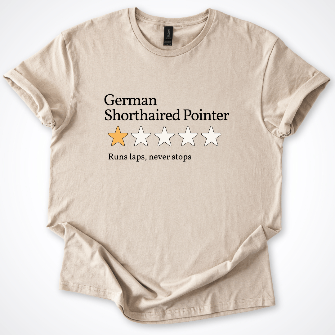 T-Shirt Sand / S German Shorthaired Pointer One Star Review T-Shirt ReallyintoDogs