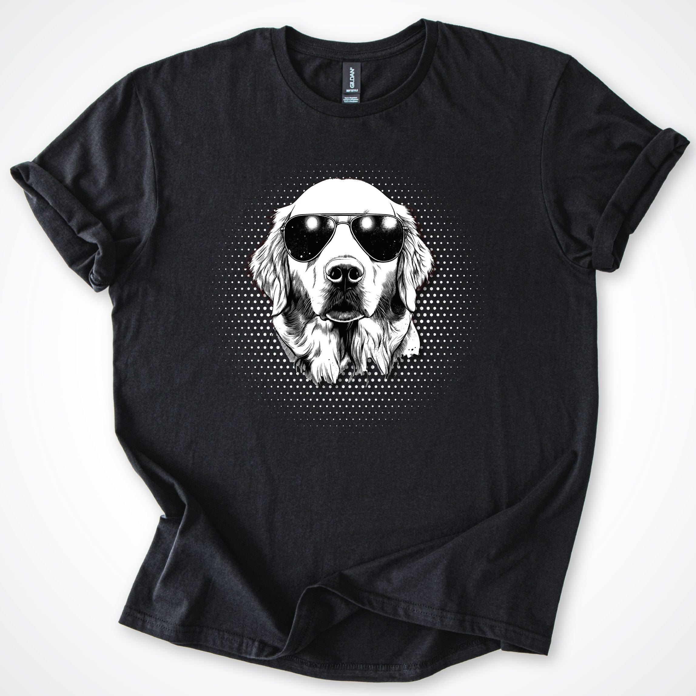 T-Shirt Black / S Golden Retreiver Cool Dog with Sunglasses T-Shirt ReallyintoDogs