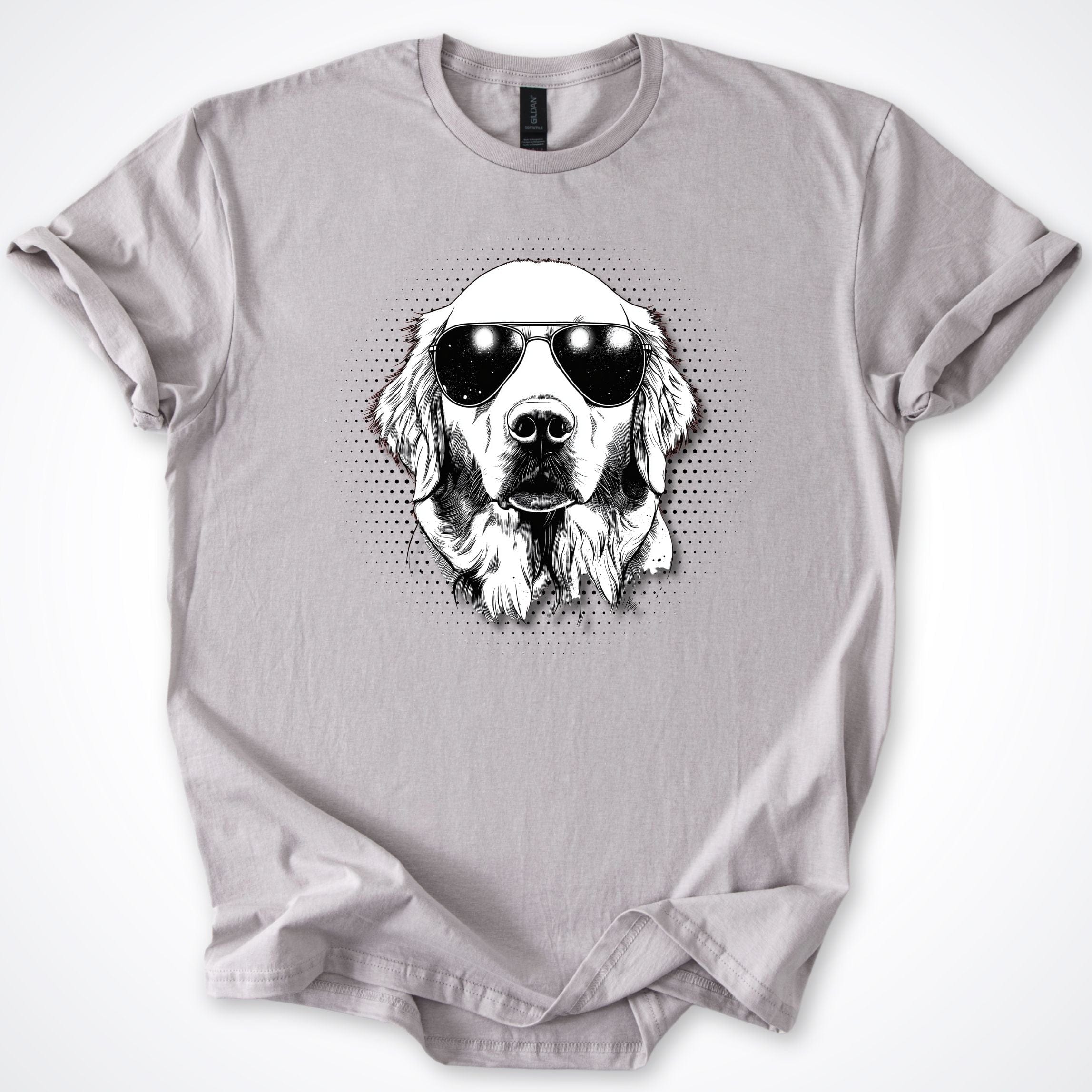 T-Shirt Ice Grey / S Golden Retreiver Cool Dog with Sunglasses T-Shirt ReallyintoDogs