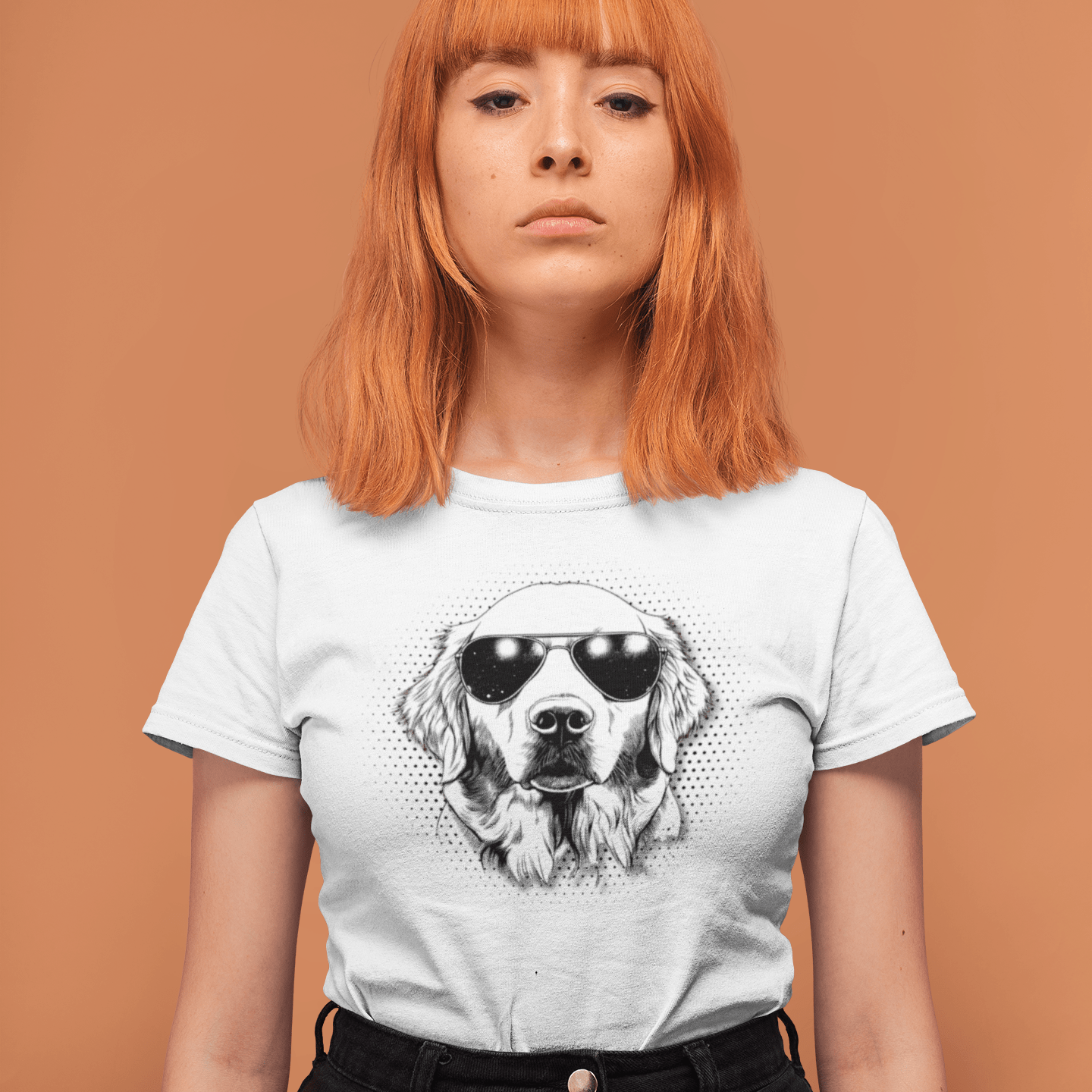T-Shirt Golden Retreiver Cool Dog with Sunglasses T-Shirt ReallyintoDogs