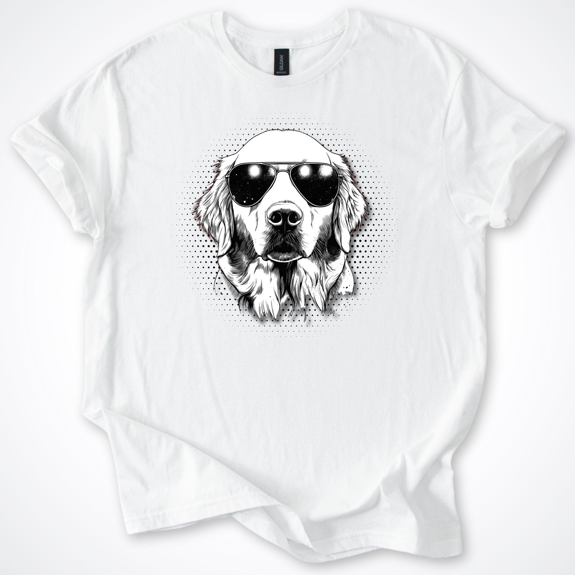 T-Shirt White / S Golden Retreiver Cool Dog with Sunglasses T-Shirt ReallyintoDogs