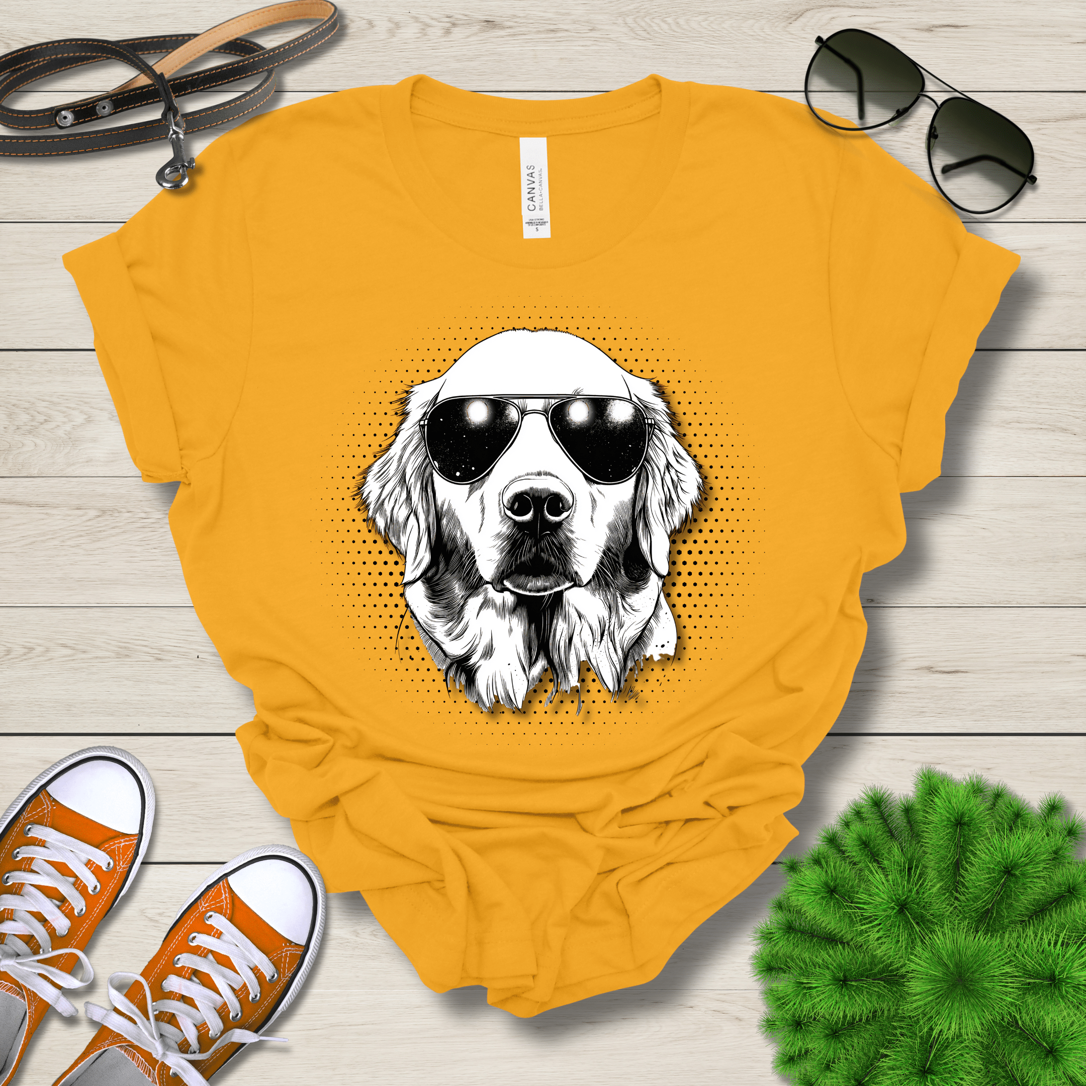 T-Shirt Gold / S Golden Retreiver Top Dog Cool Dog with Sunglasses Premium Unisex Tee --reallyintothat