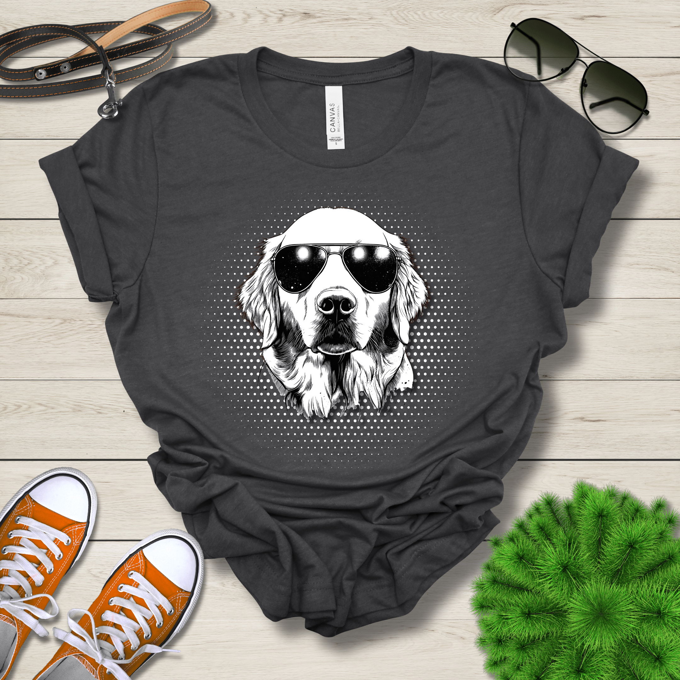 T-Shirt Golden Retreiver Top Dog Cool Dog with Sunglasses Premium Unisex Tee --reallyintothat