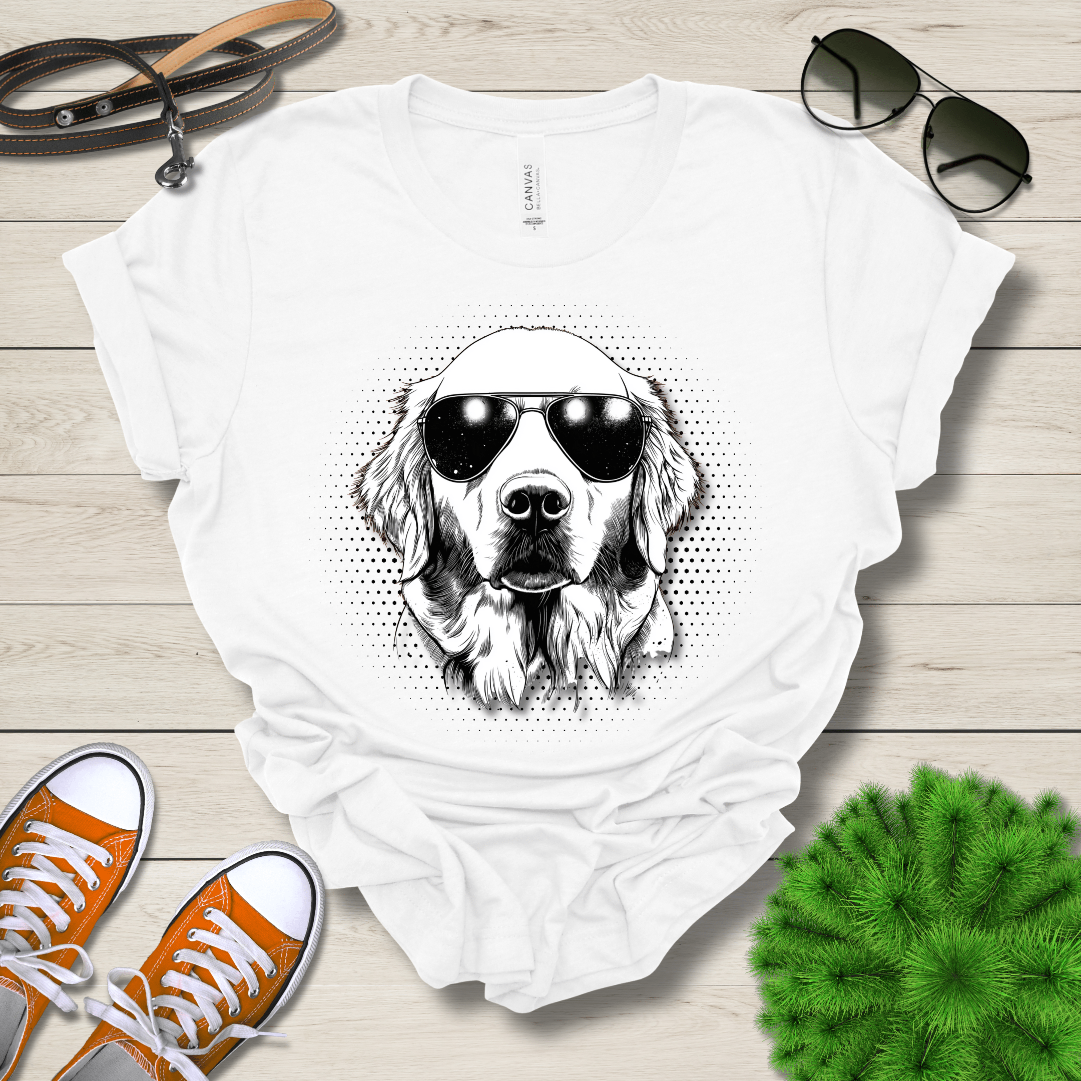 T-Shirt White / S Golden Retreiver Top Dog Cool Dog with Sunglasses Premium Unisex Tee --reallyintothat