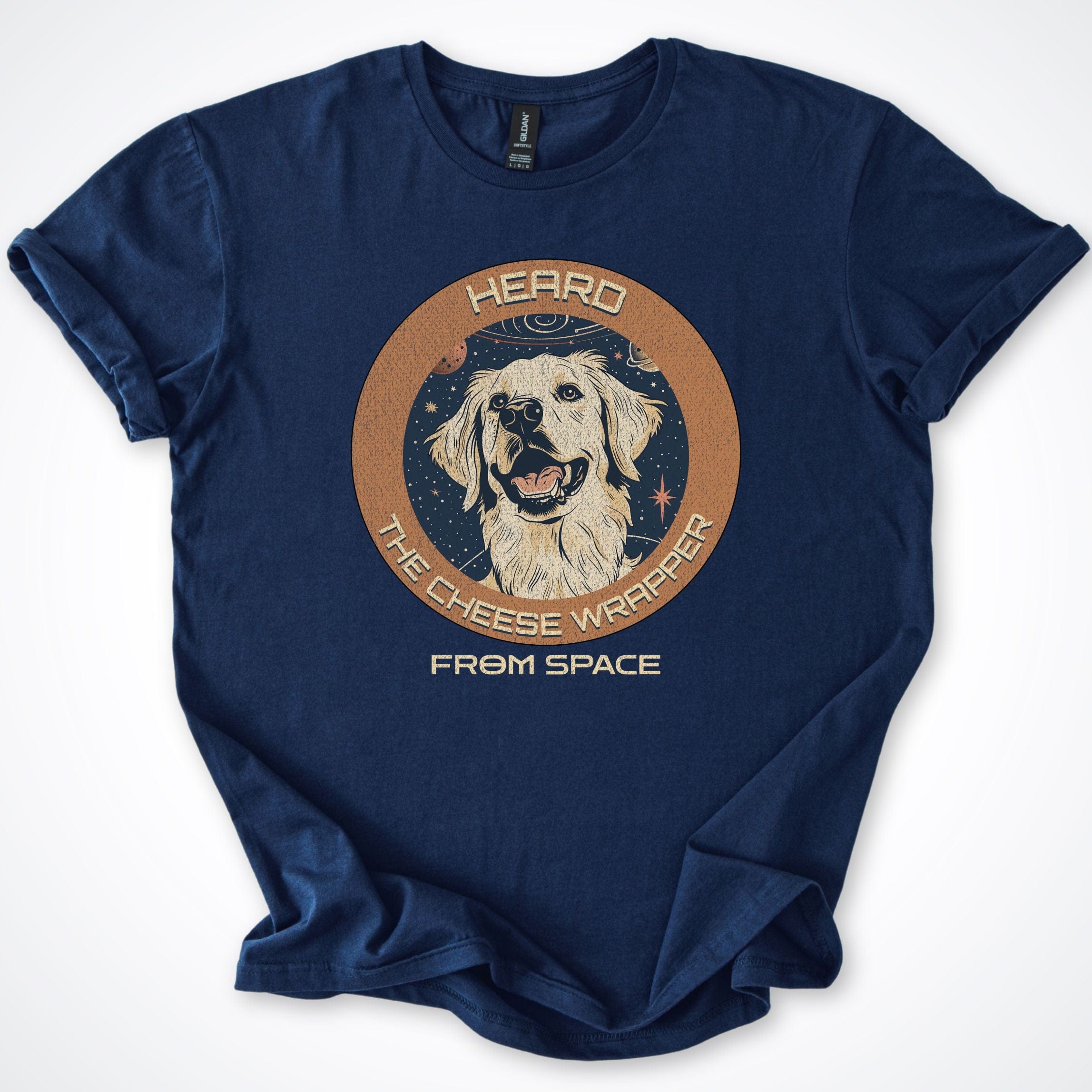 T-Shirt Navy / S Golden Retriever Heard the Cheese Wrapper T-Shirt ReallyintoDogs